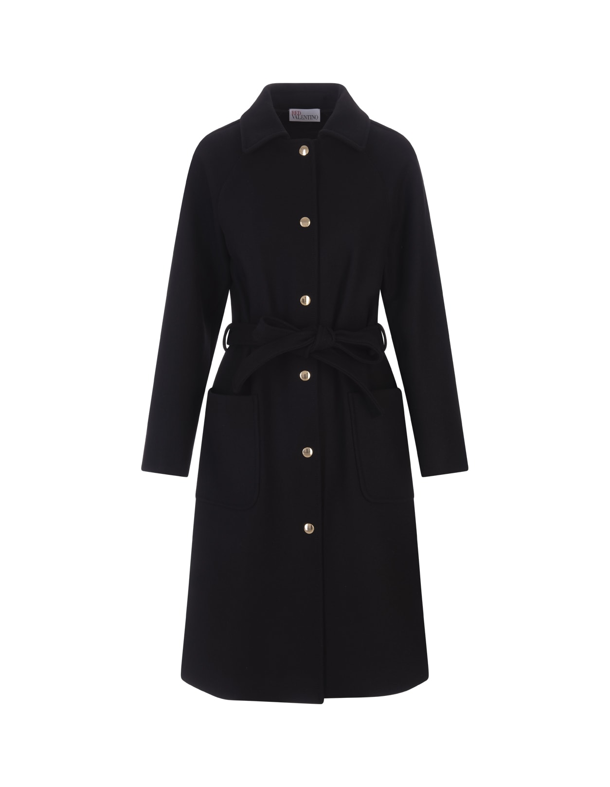 RED Valentino Woman Black Wool And Cashmere Long Coat