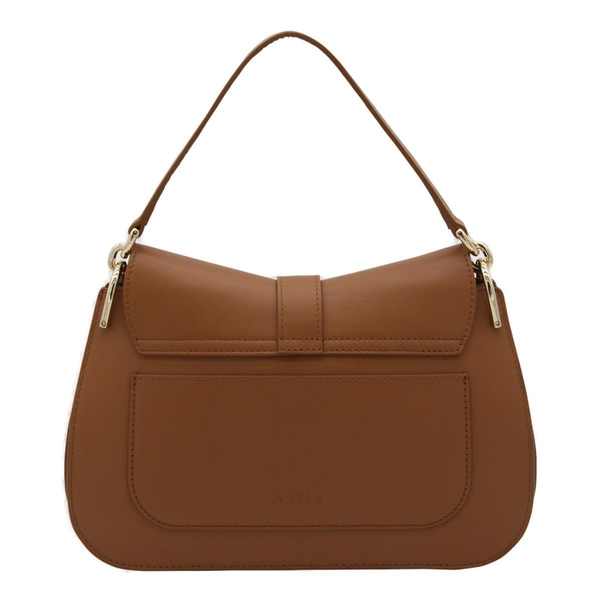 Shop Furla Flow Medium Shoulder Bag In Brandy