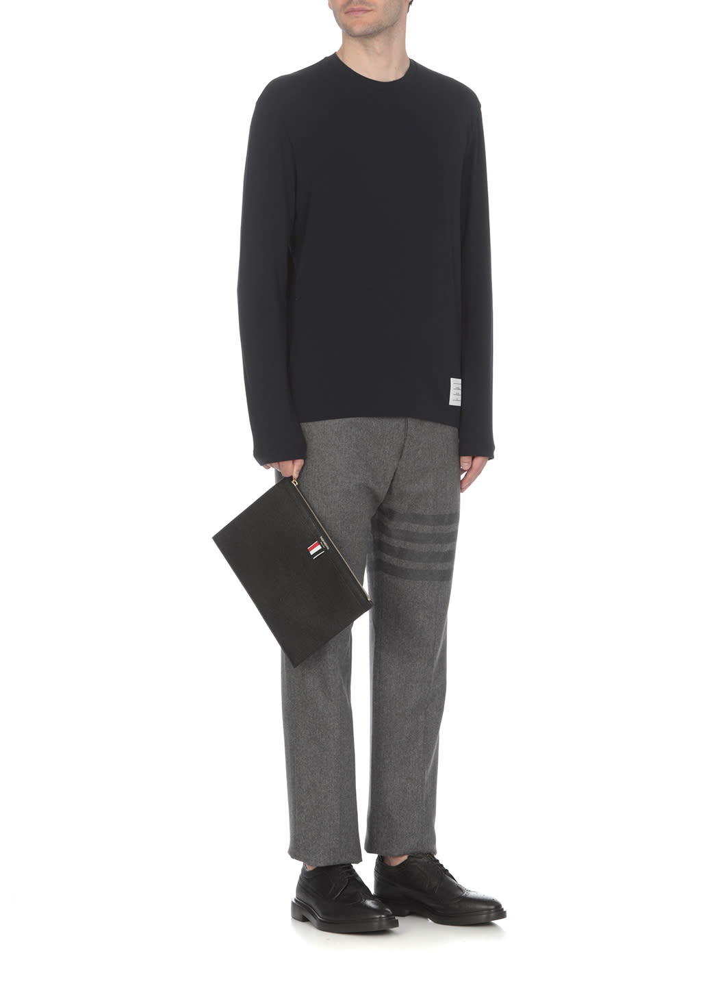 Thom Browne Small Zipper Tablet Holder In Black