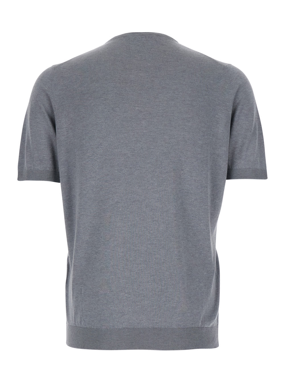 TAGLIATORE GREY CREWNECK T-SHIRT WITH RIBBED EDGES IN COTTON MAN