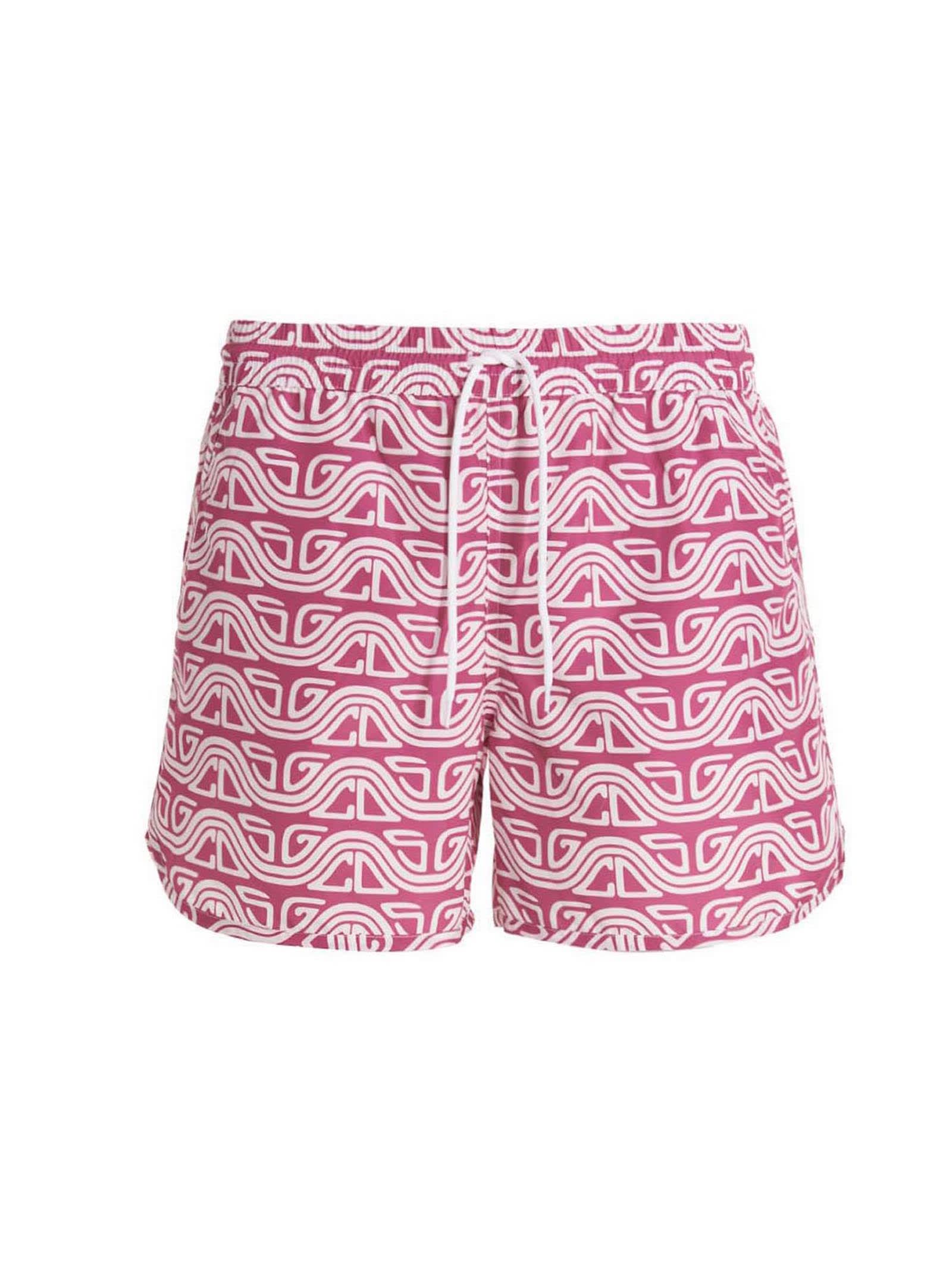 Gcds Abstract-print Swim Shorts In Fuchsia