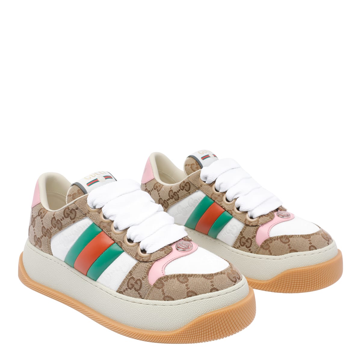 Gucci Multicolor Gg Fabric Double Screener Sneakers In B-e/g.w/s.p/n.s/n.r/
