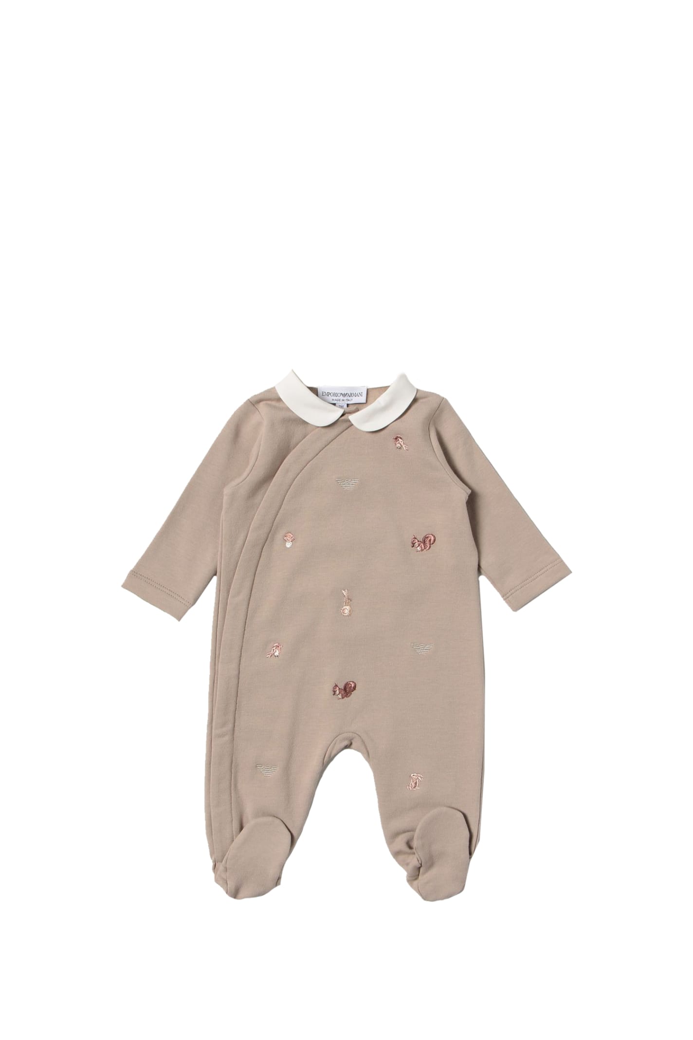 Emporio Armani Babies' Jumpsuit With Fairy Embroidery In Beige