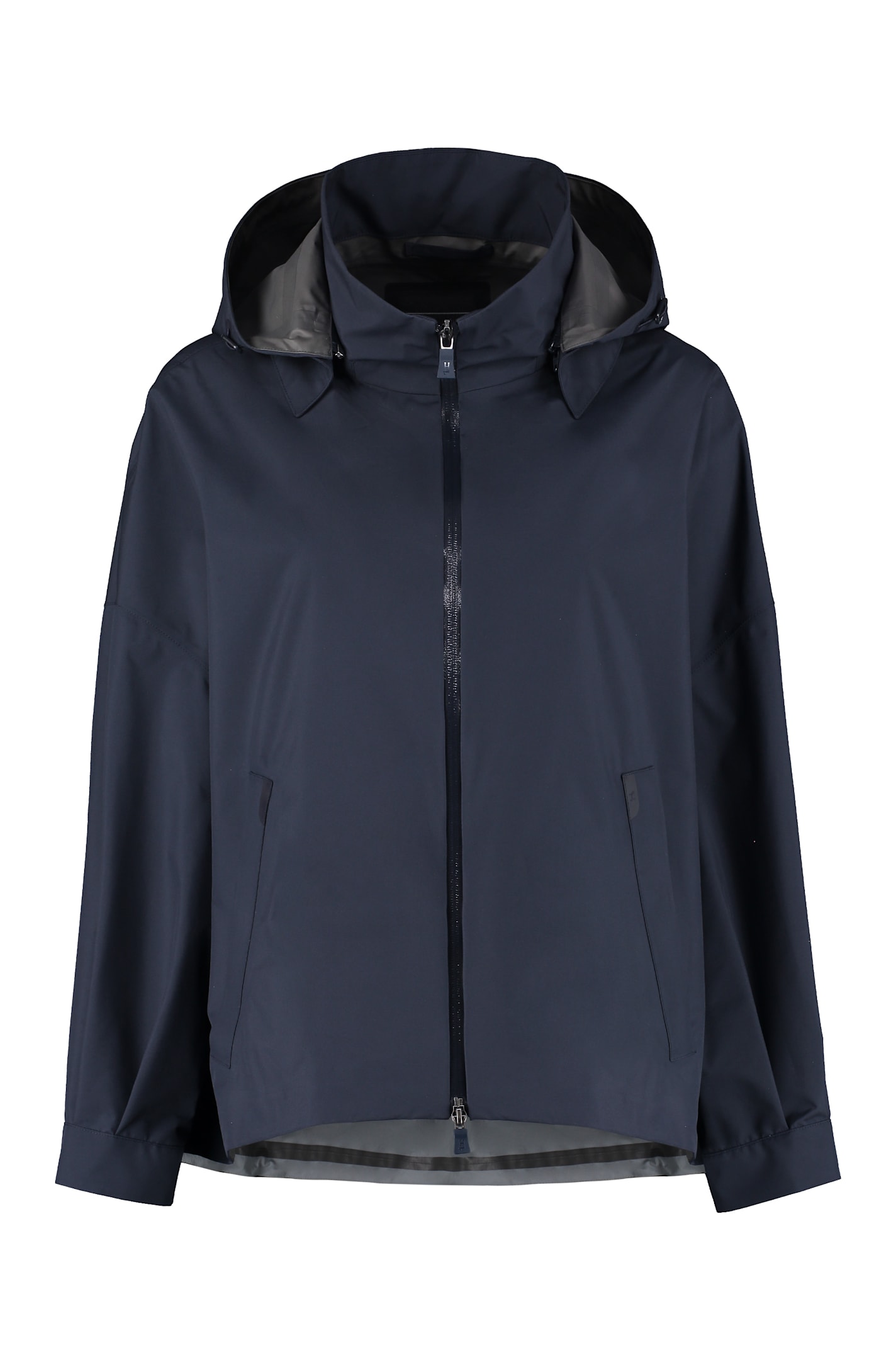 Herno Zip-up Hooded Jacket In Blue