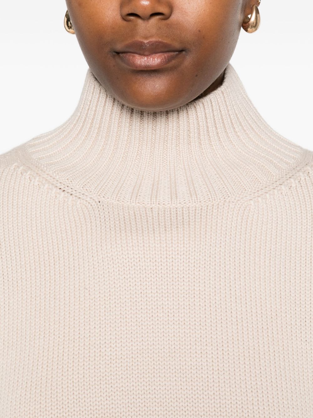 Fabiana Filippi Wool Turtleneck Sweater With Dropped Shoulders In White