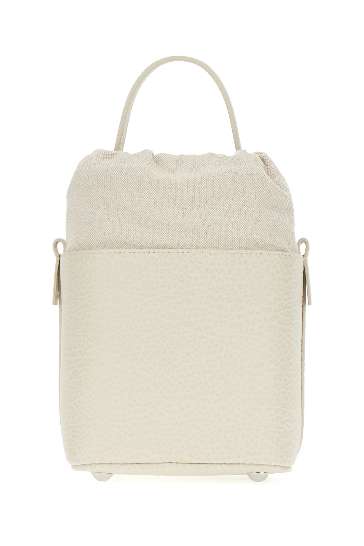 Shop Maison Margiela Ivory Leather Small 5ac Bucket Bag In H9677