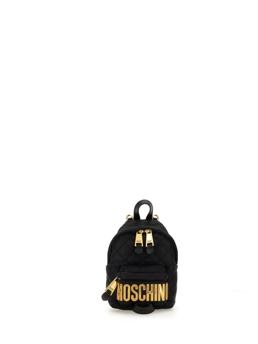 Shop Moschino Quilted Nylon Backpack In Black