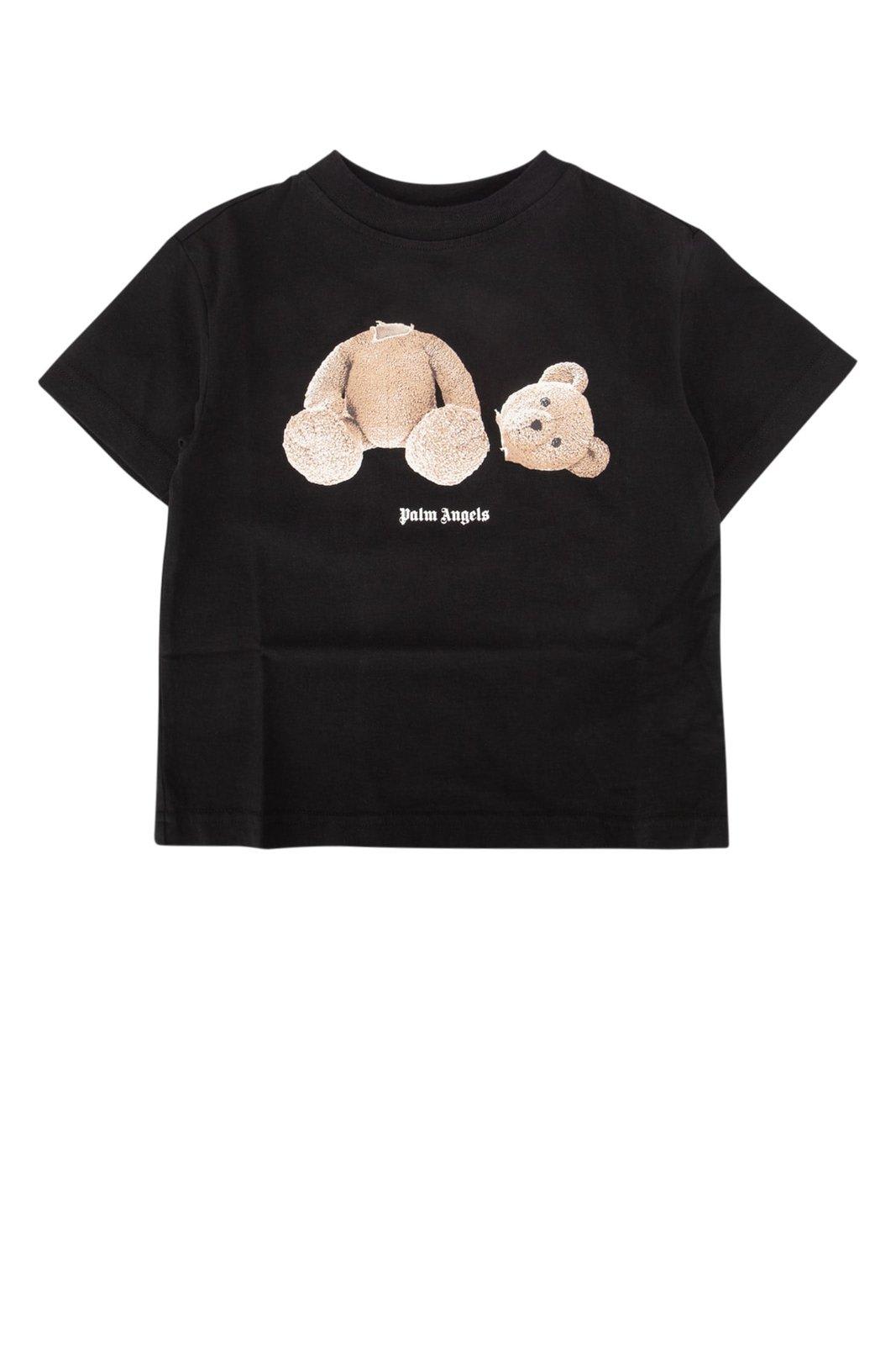 Shop Palm Angels Bear Printed Crewneck T-shirt