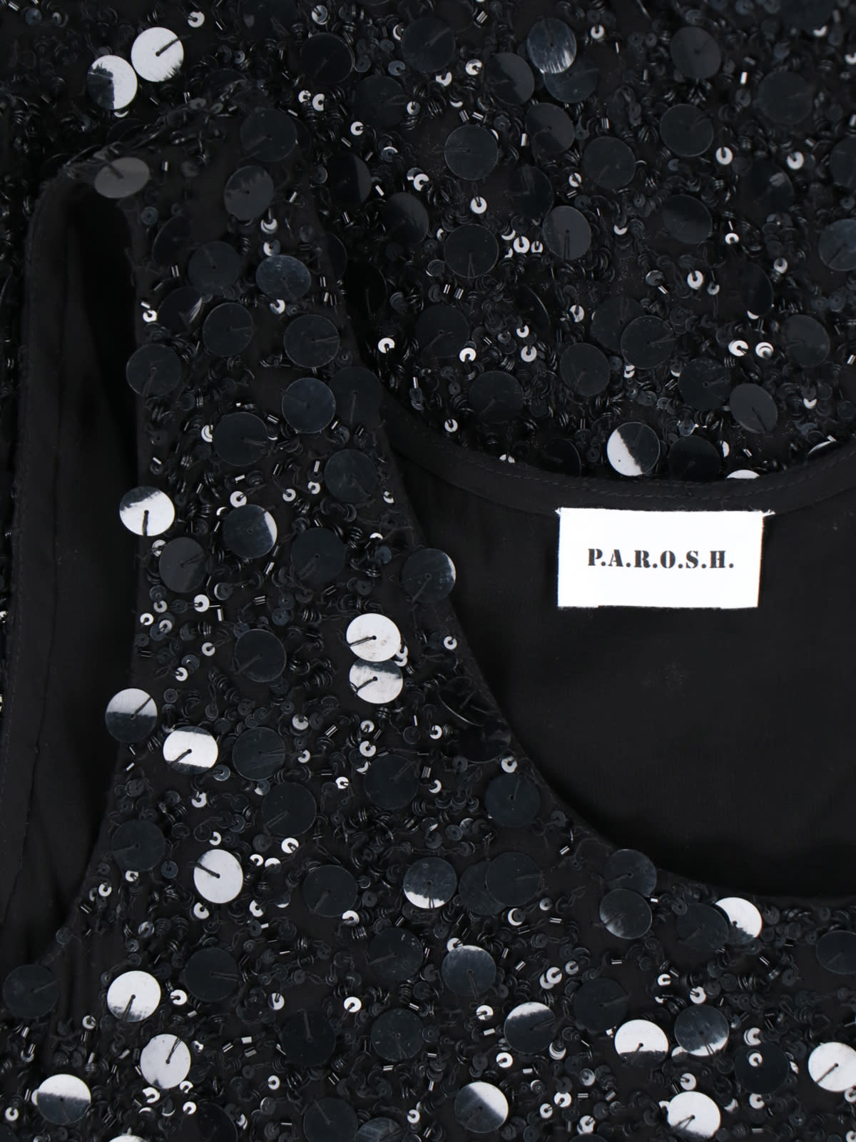 Shop P.a.r.o.s.h Sequin Tank Top In Black