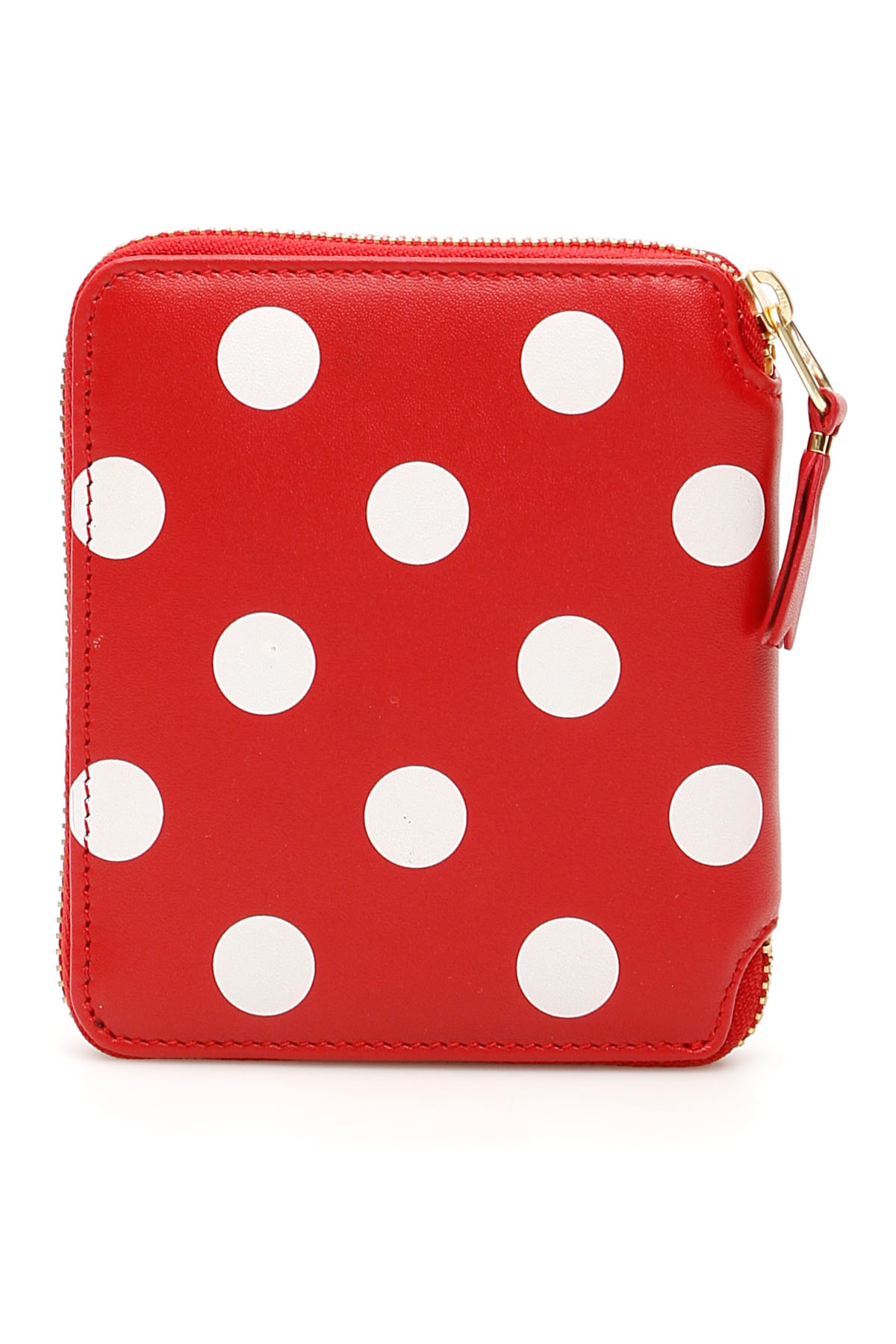 Comme Des Garçons Polka Dot Zip-around Wallet In Red