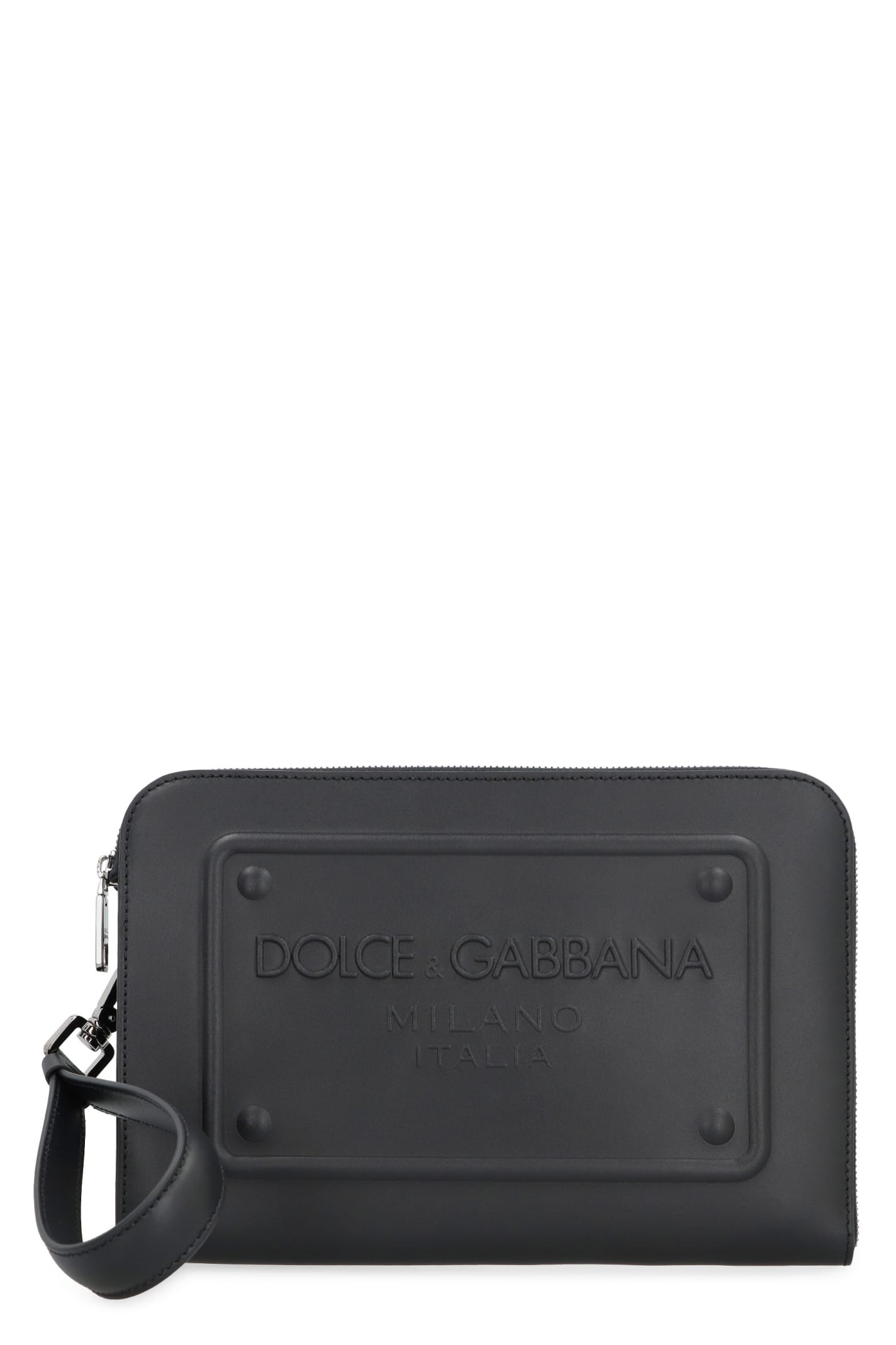 Shop Dolce & Gabbana Leather Clutch In Black
