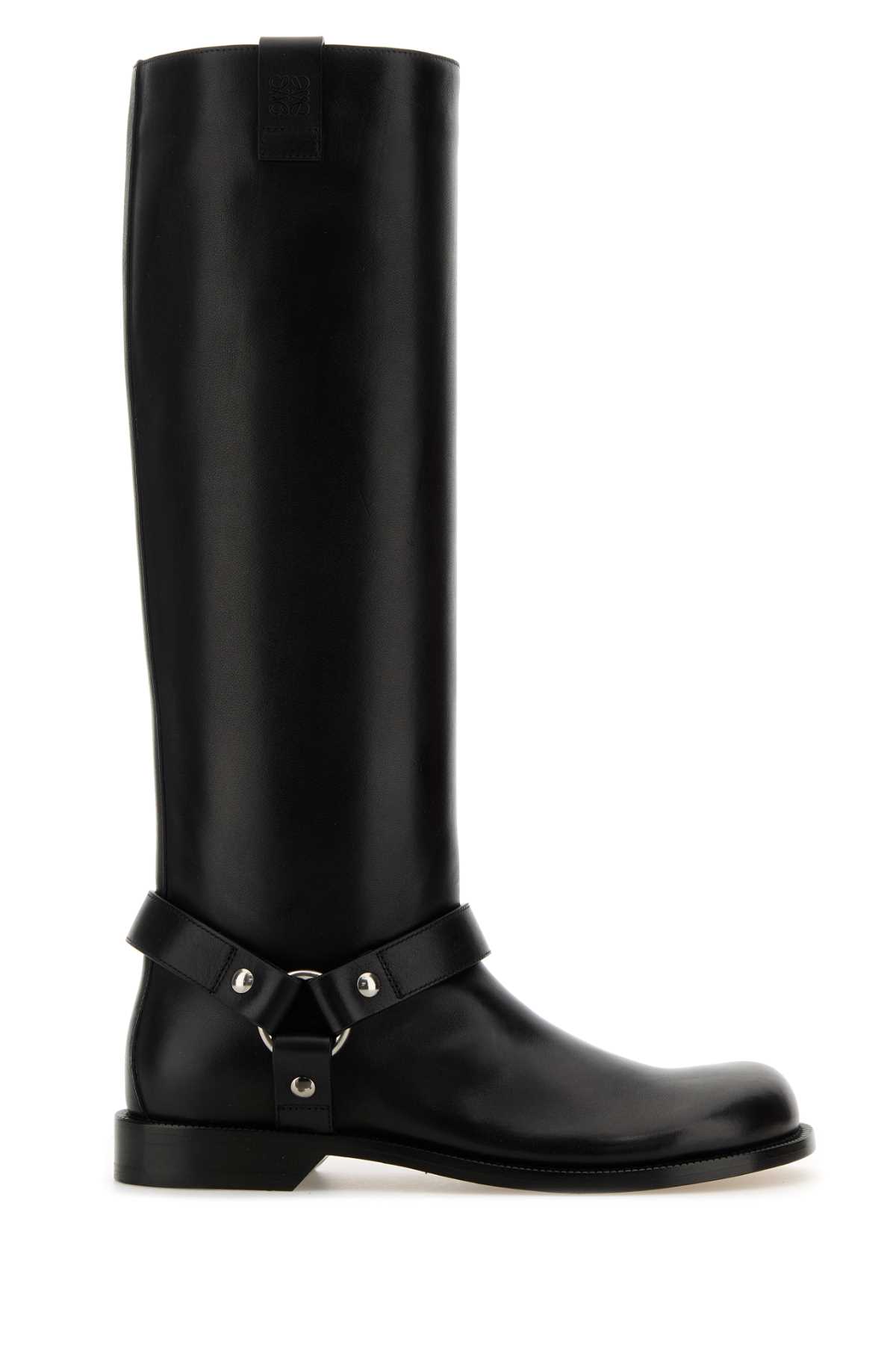 Shop Loewe Black Leather Campo Biker Boots