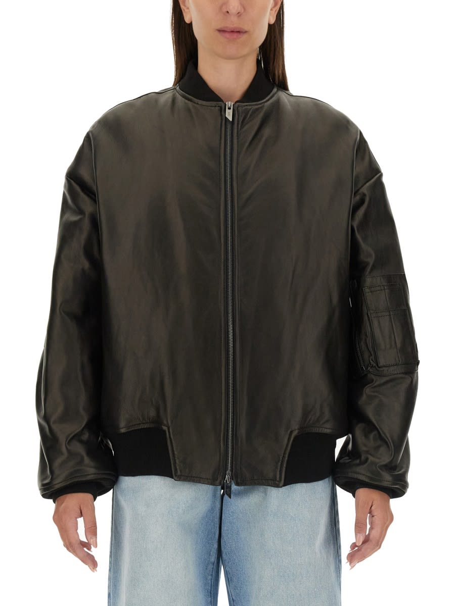 Shop Salvatore Santoro Leather Bomber Jacket In Black