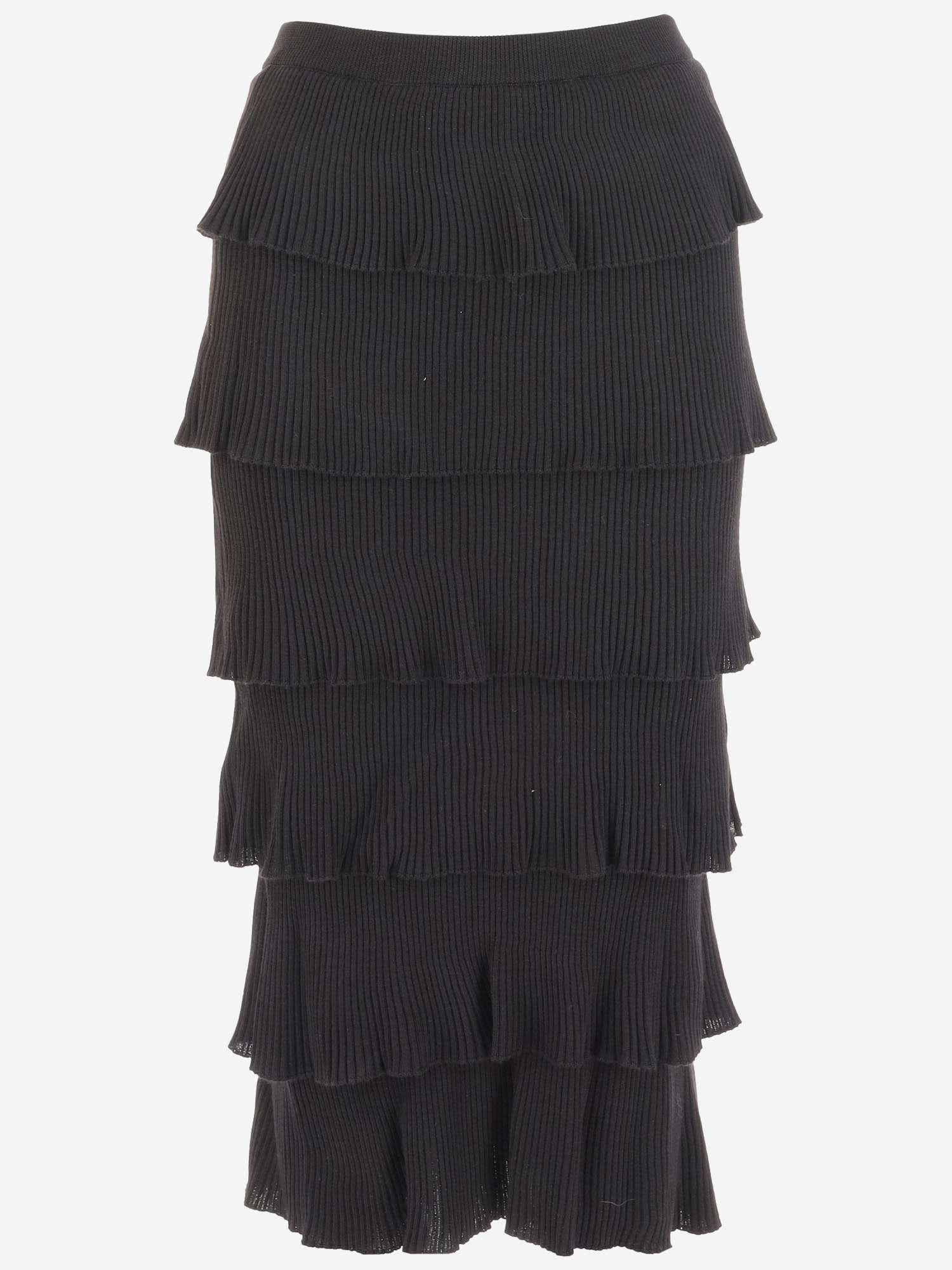 Shop Moschino Wool Skirt With Ruffles In Black