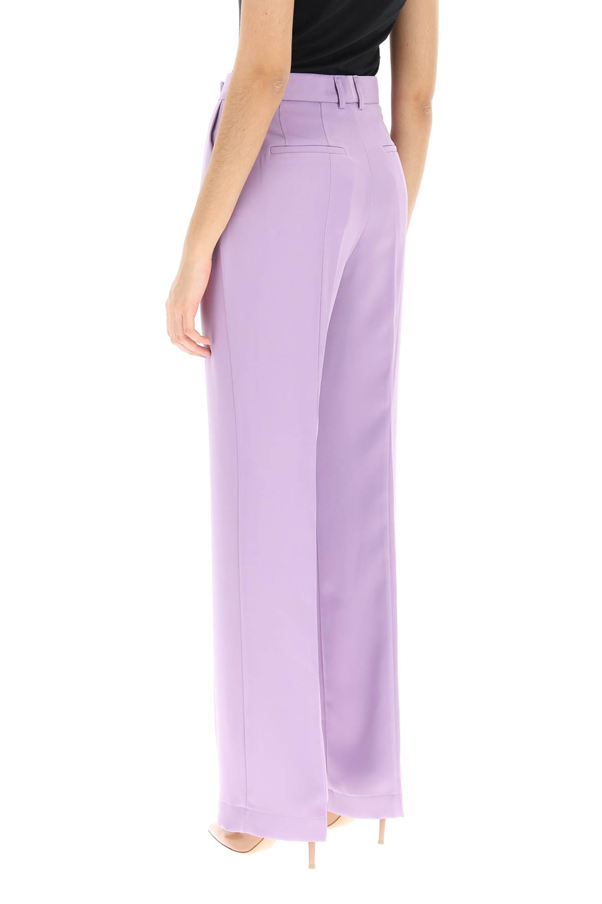 Shop Hebe Studio Lover Satin Trousers In Liliac (purple)