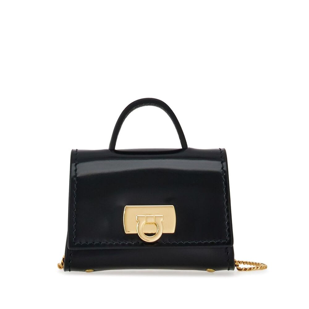 Shop Ferragamo Small Leather Goods In Black/gold