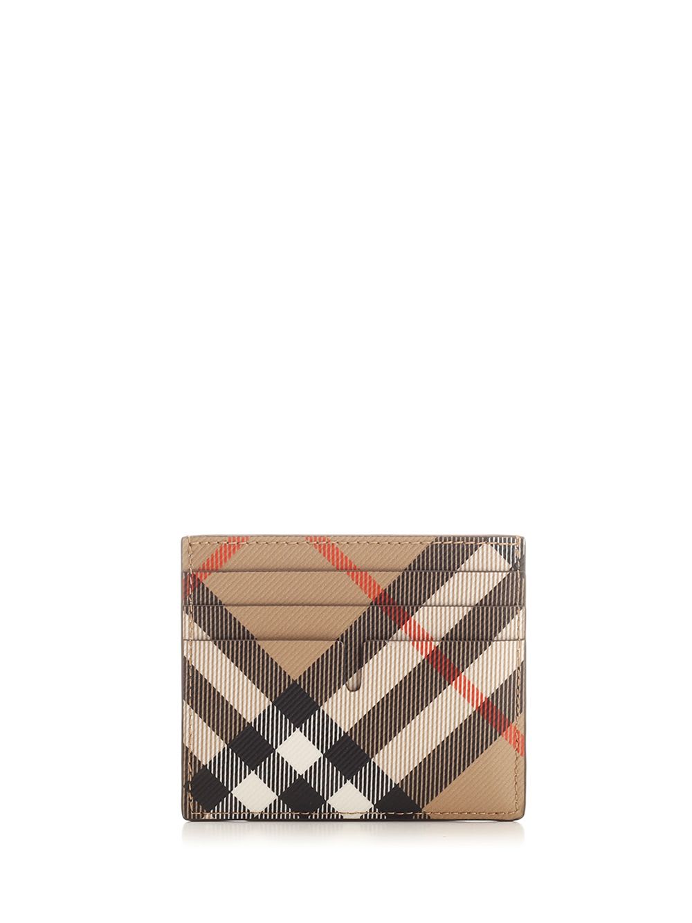 Shop Burberry Check Credit Card Holder In Beige