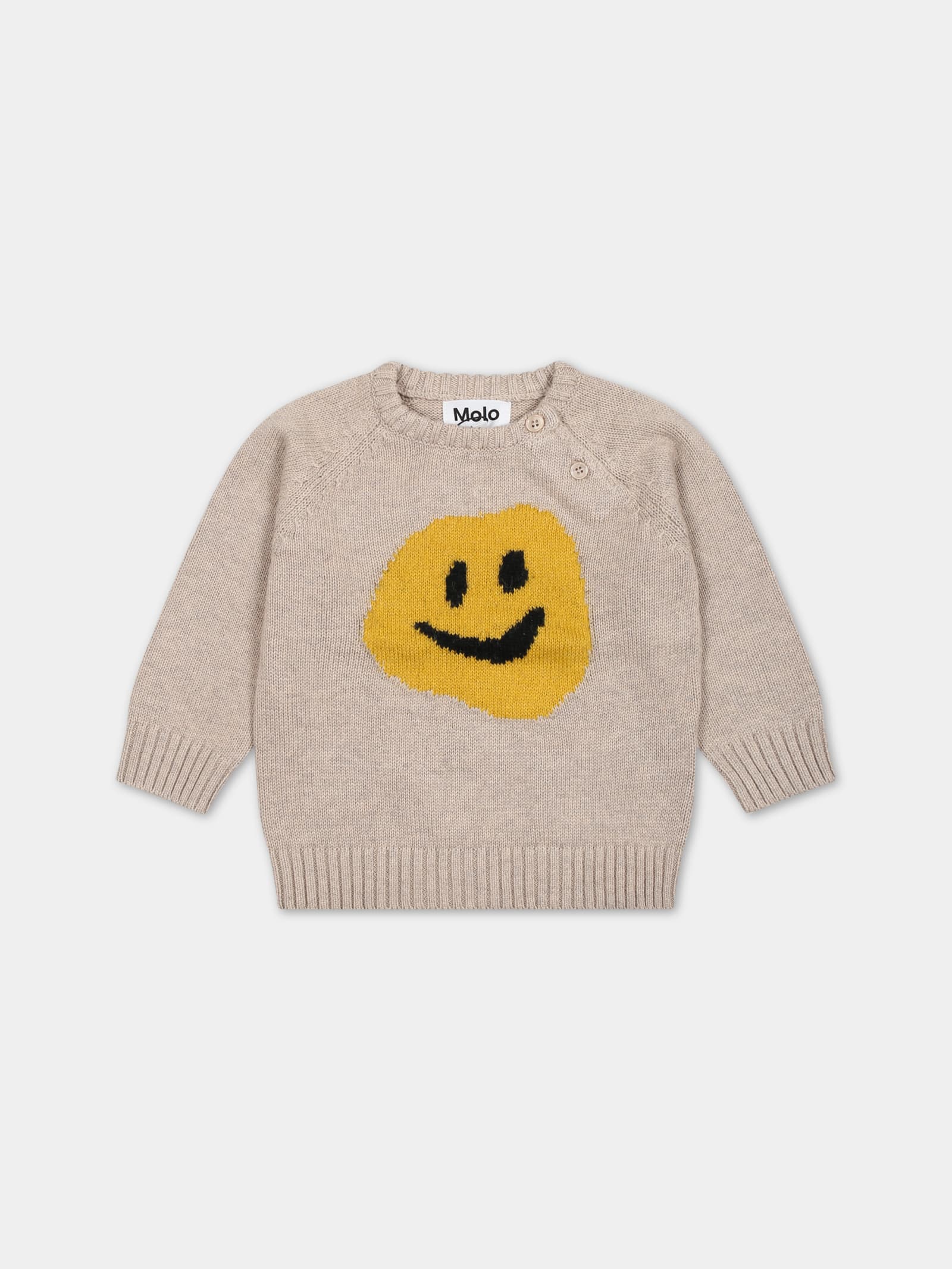MOLO IVORY SWEATER FOR BABY KIDS WITH SMILEY