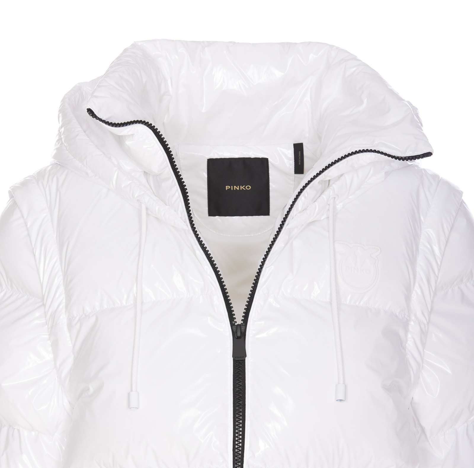 Shop Pinko Indice Glossy Down Jacket In White