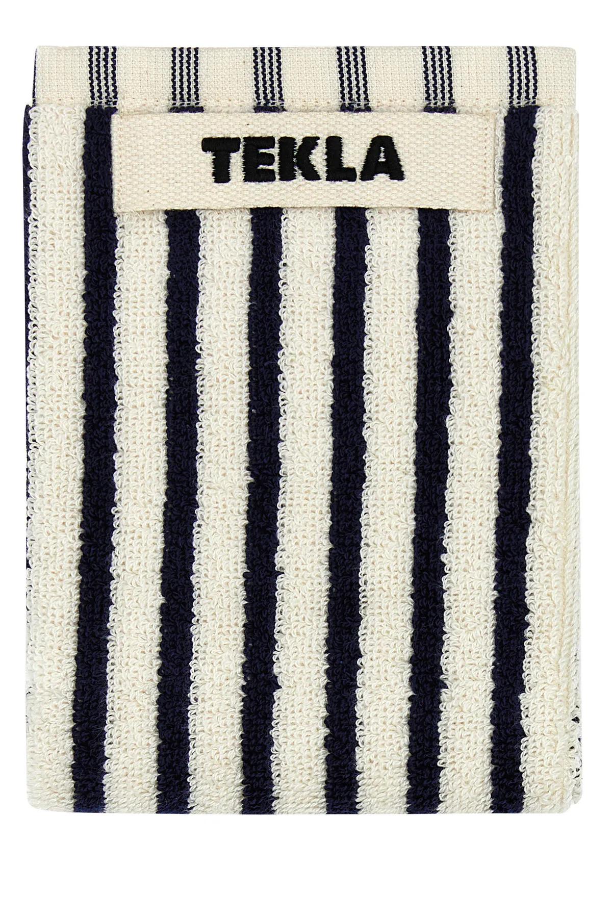 Tekla Embroidered Terry Towel In Navy