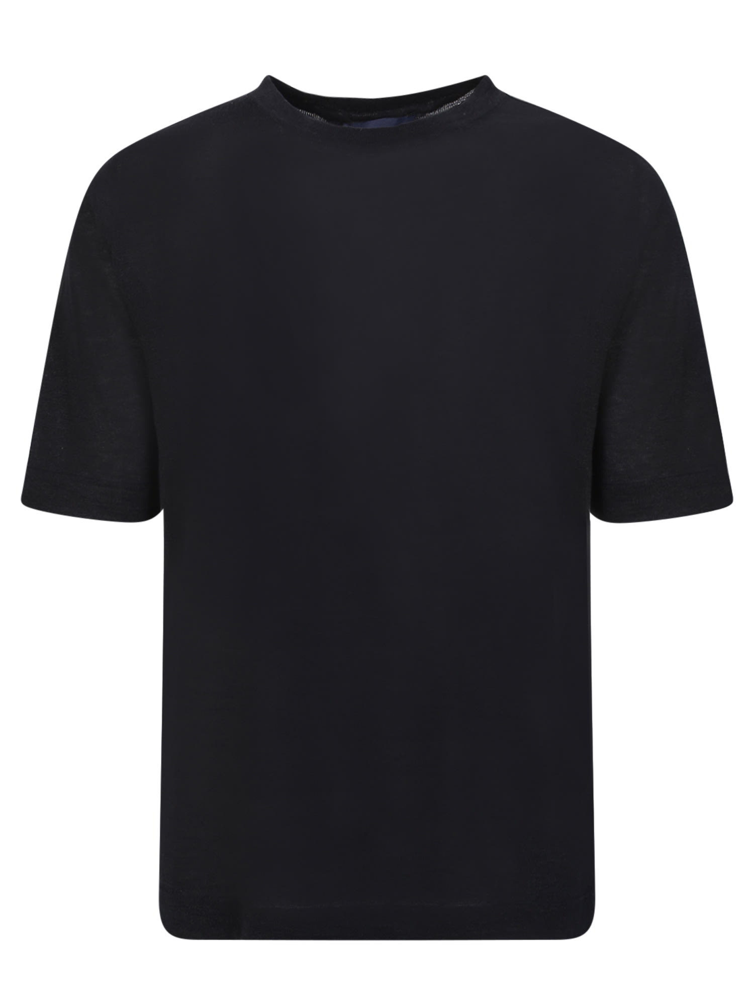 Shop Lardini Linen And Cotton Blend Black T-shirt