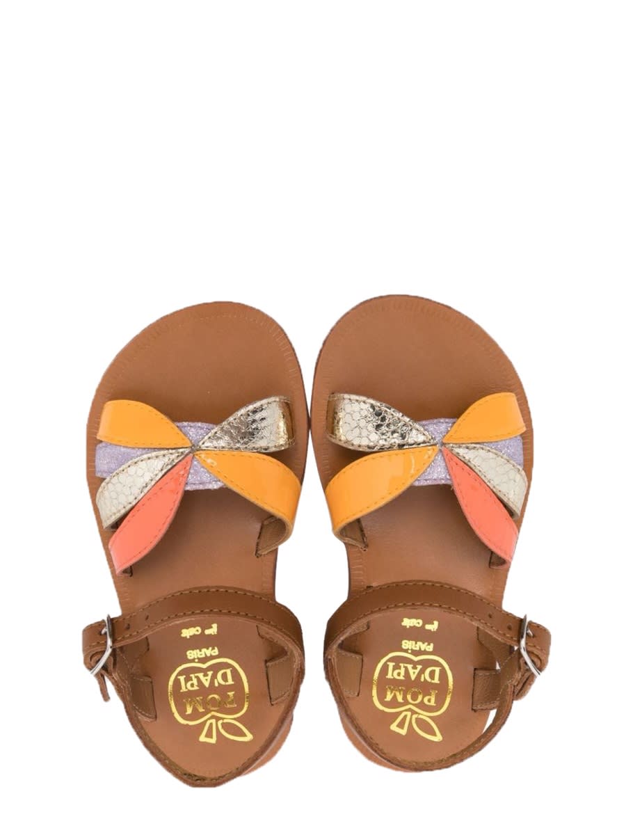 Pom D'api Girls Leather Plagette Oto Sandals In Multicolour
