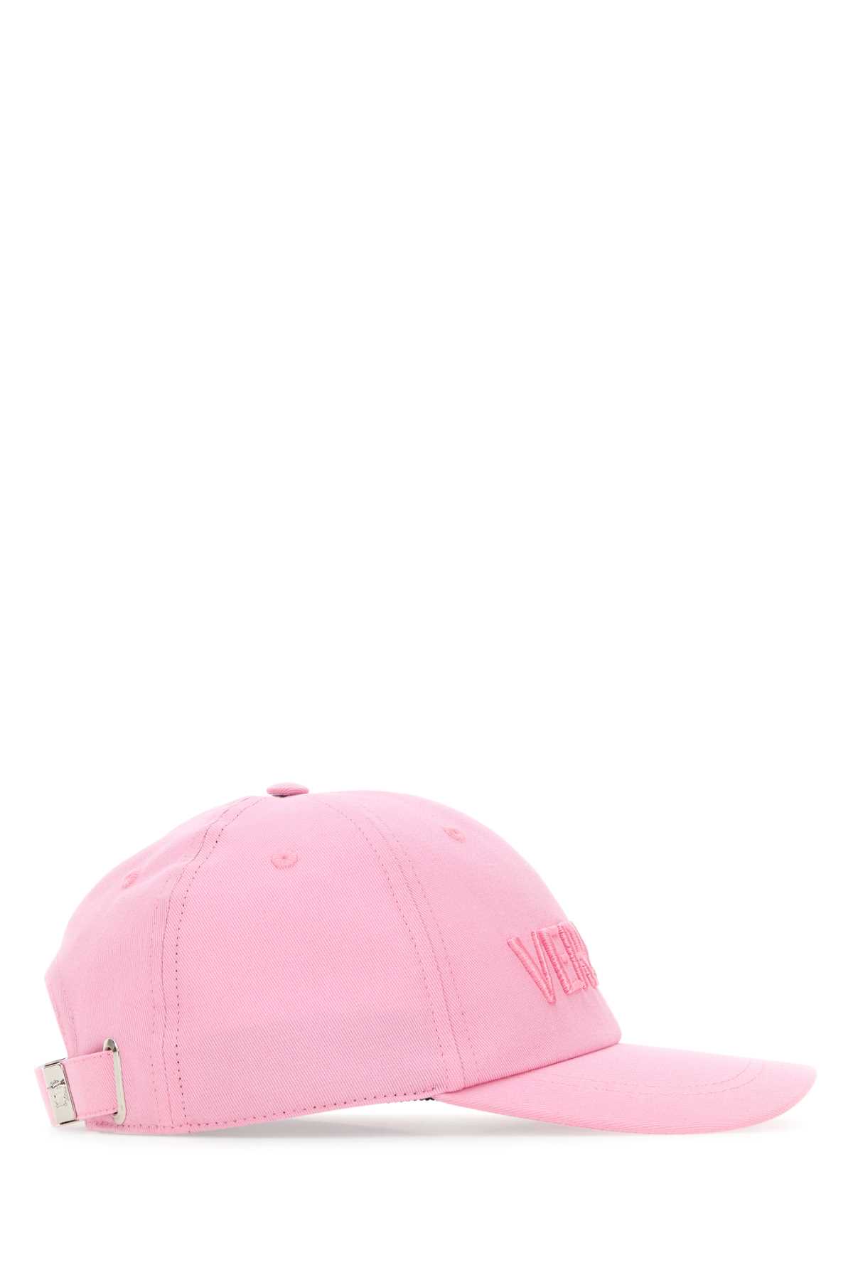 Shop Versace Pink Cotton Baseball Cap In Palepinkpalepink