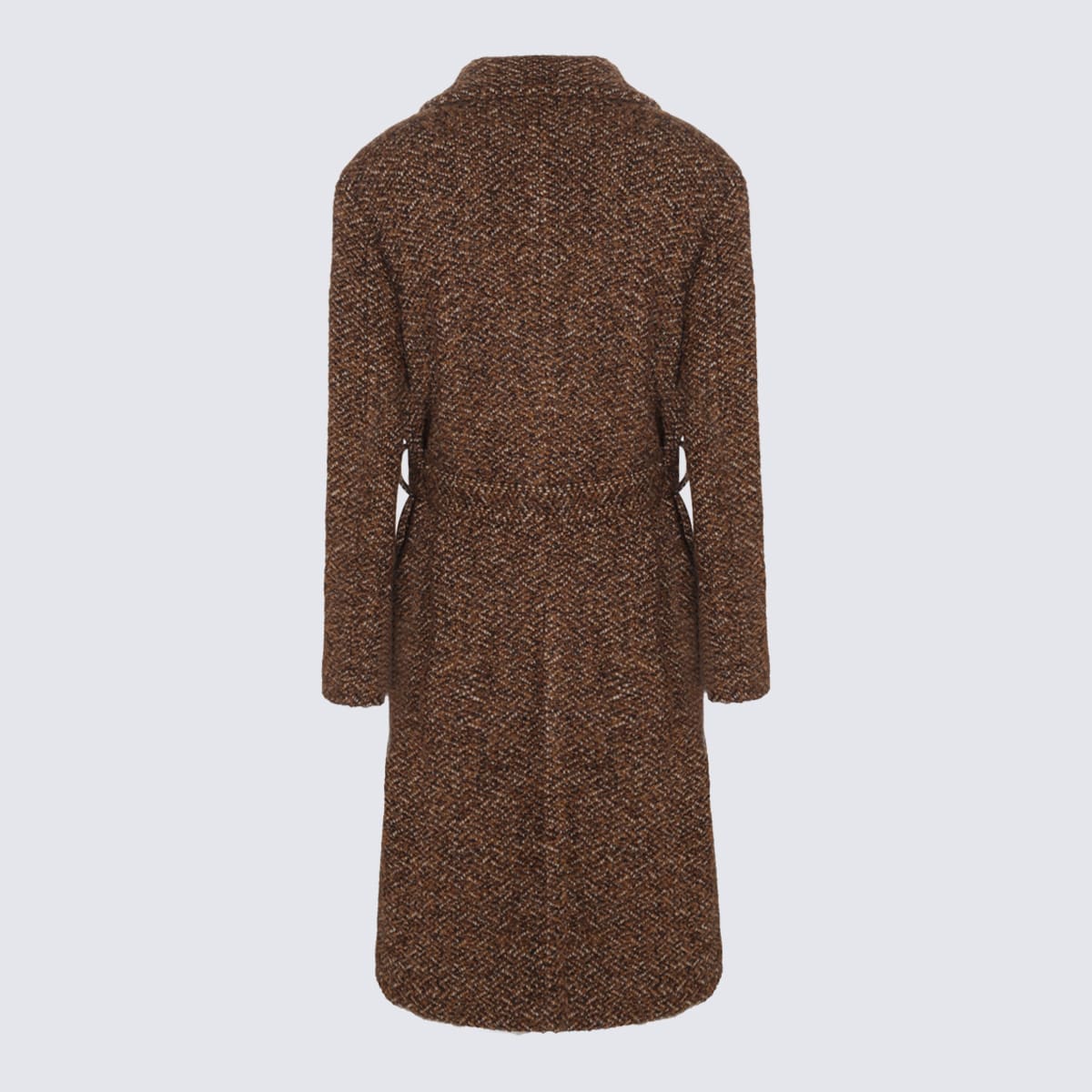 Shop Etro Dark Brown Wool Coat