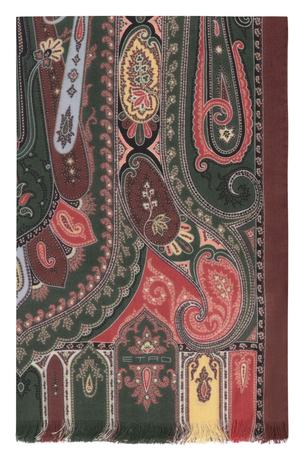 Shop Etro Paisley Printed Frayed-edge Scarf In Green