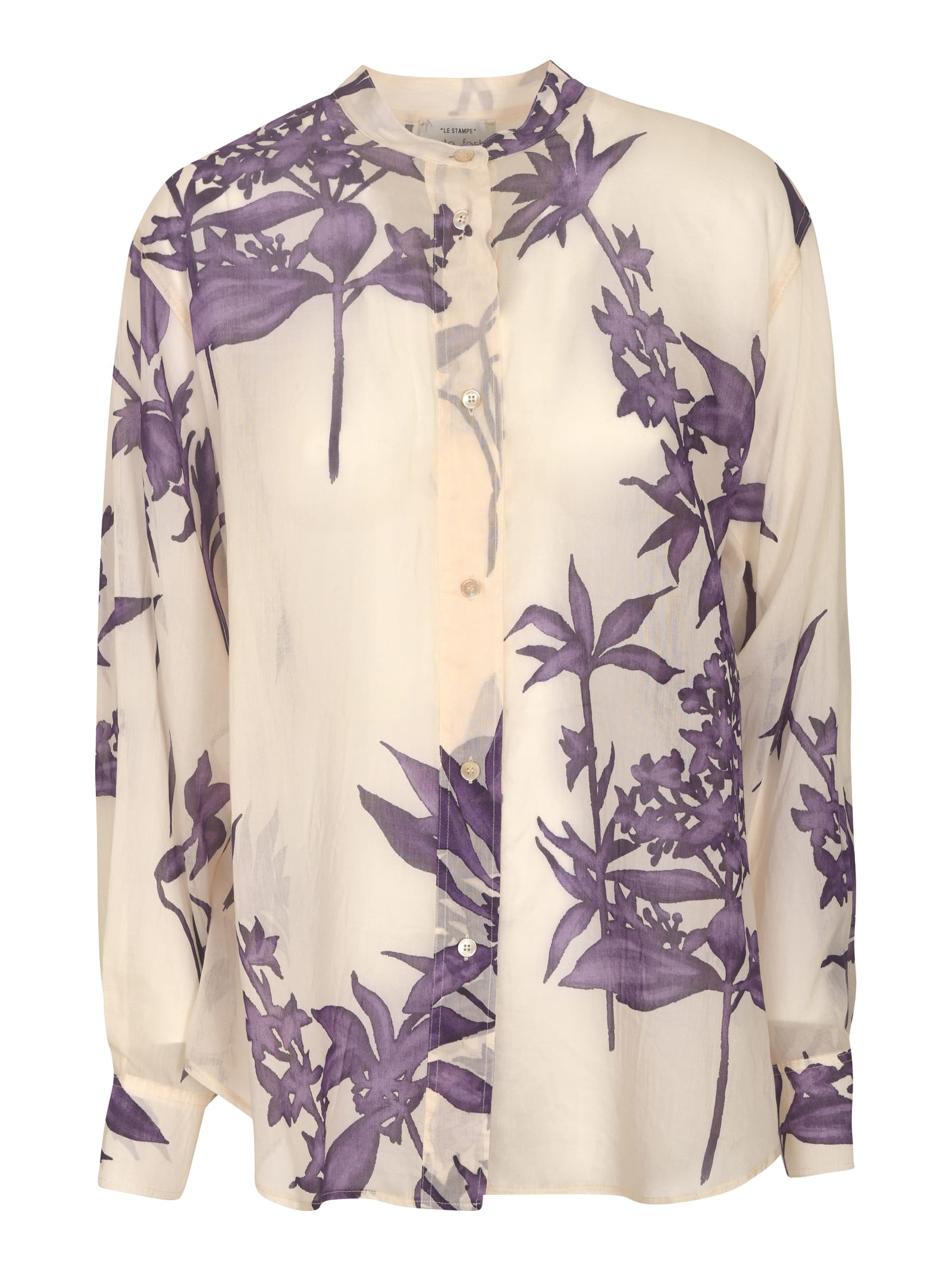 Forte Forte Band Collar Floral Print Shirt In Majestic