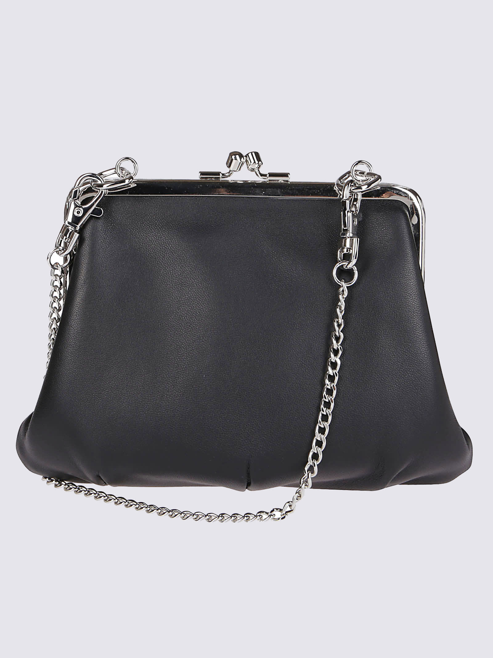 Vivienne Westwood Black Leather Granny Handbag In Black