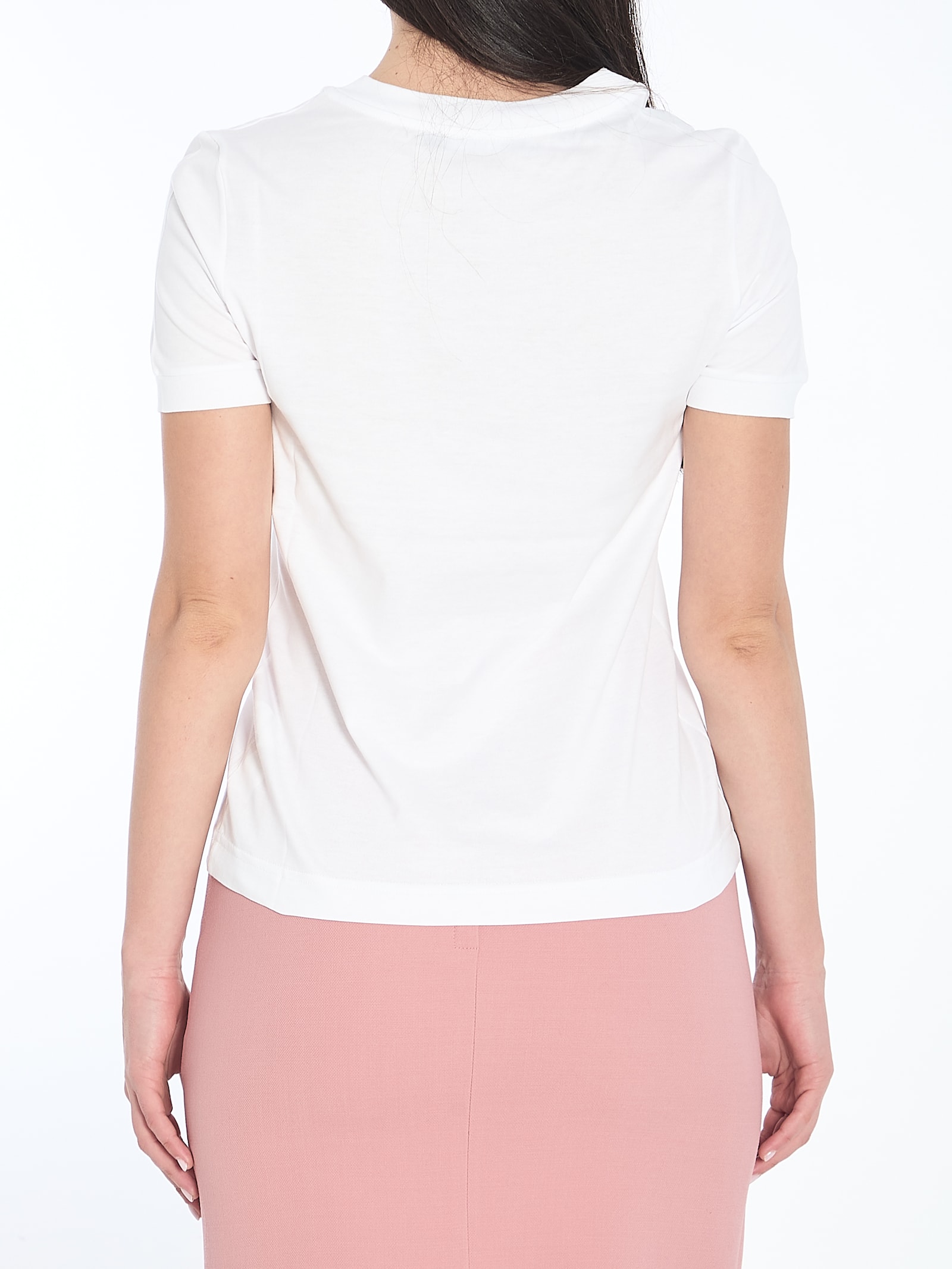 Dolce & Gabbana White T-shirt With Dg Logo On The Front Finished With Rhinestones In Cotton Woman In White
