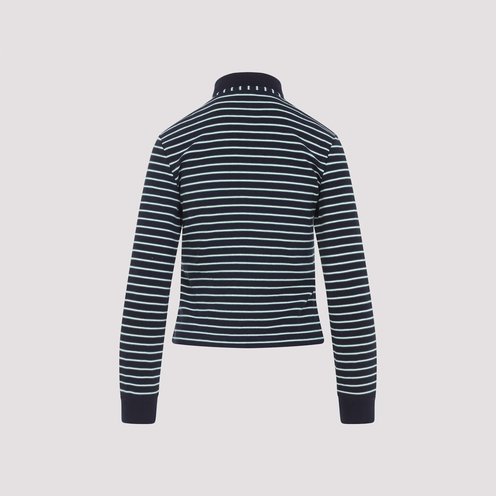 Celine Blue And Green Triomphe Ls Cotton Polo In Multi