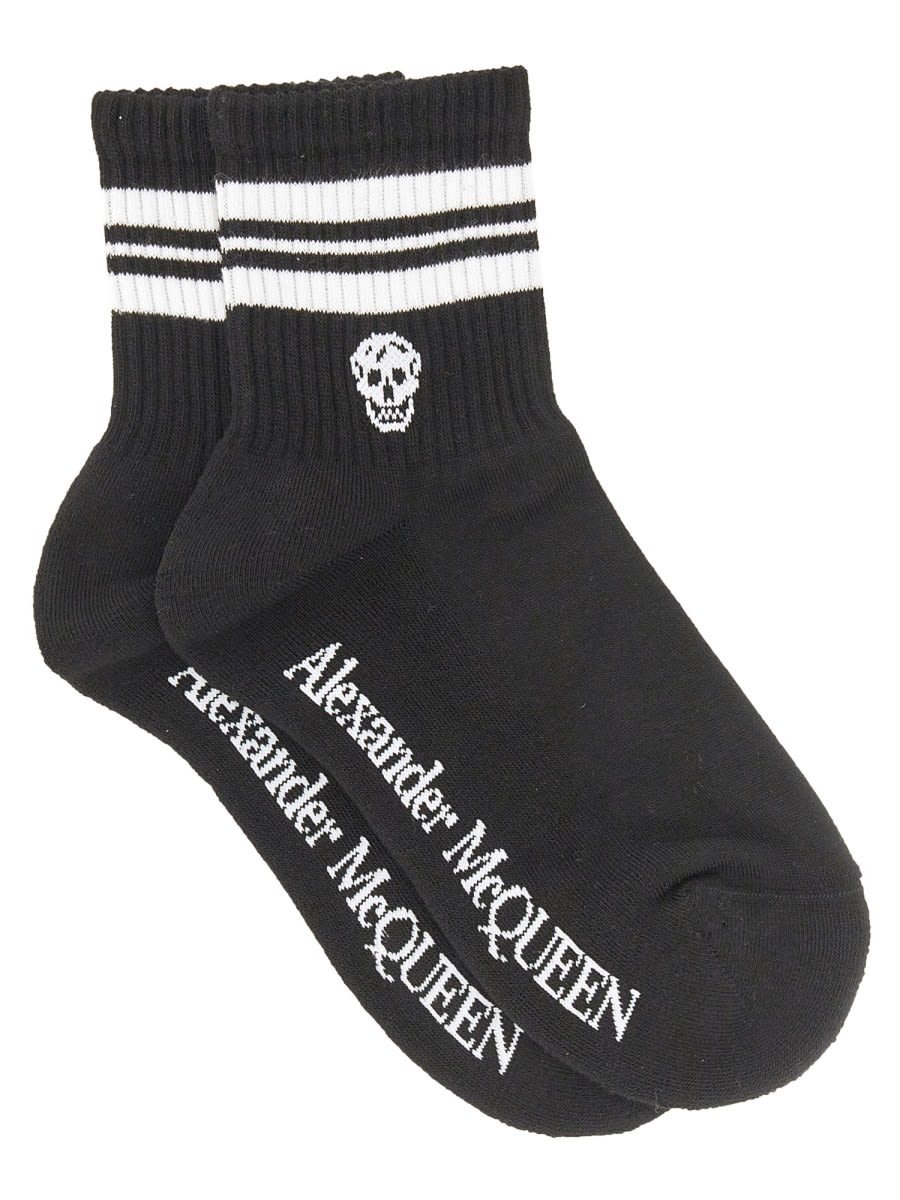 Shop Alexander Mcqueen Sock With Logo In Black