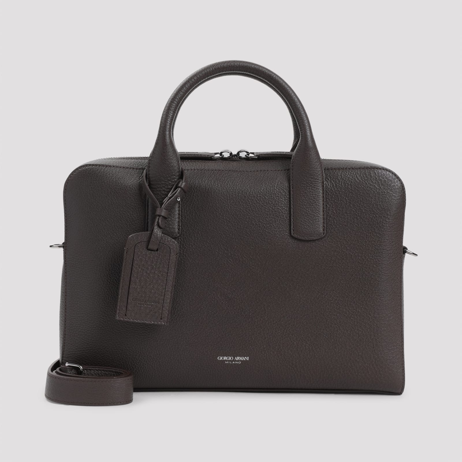 Shop Giorgio Armani Briefcase Bag In T.moro