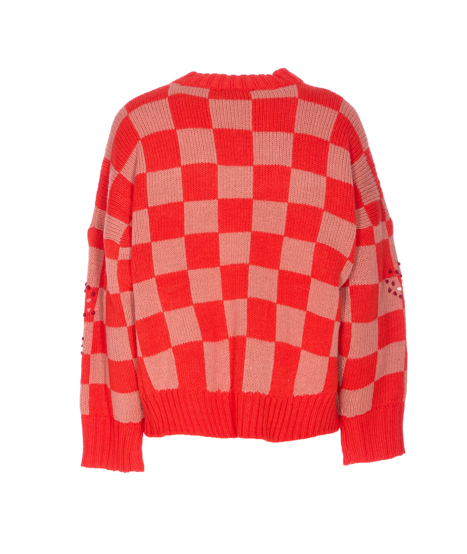 Essentiel Antwerp Inter Checkerboard Sweater In Red