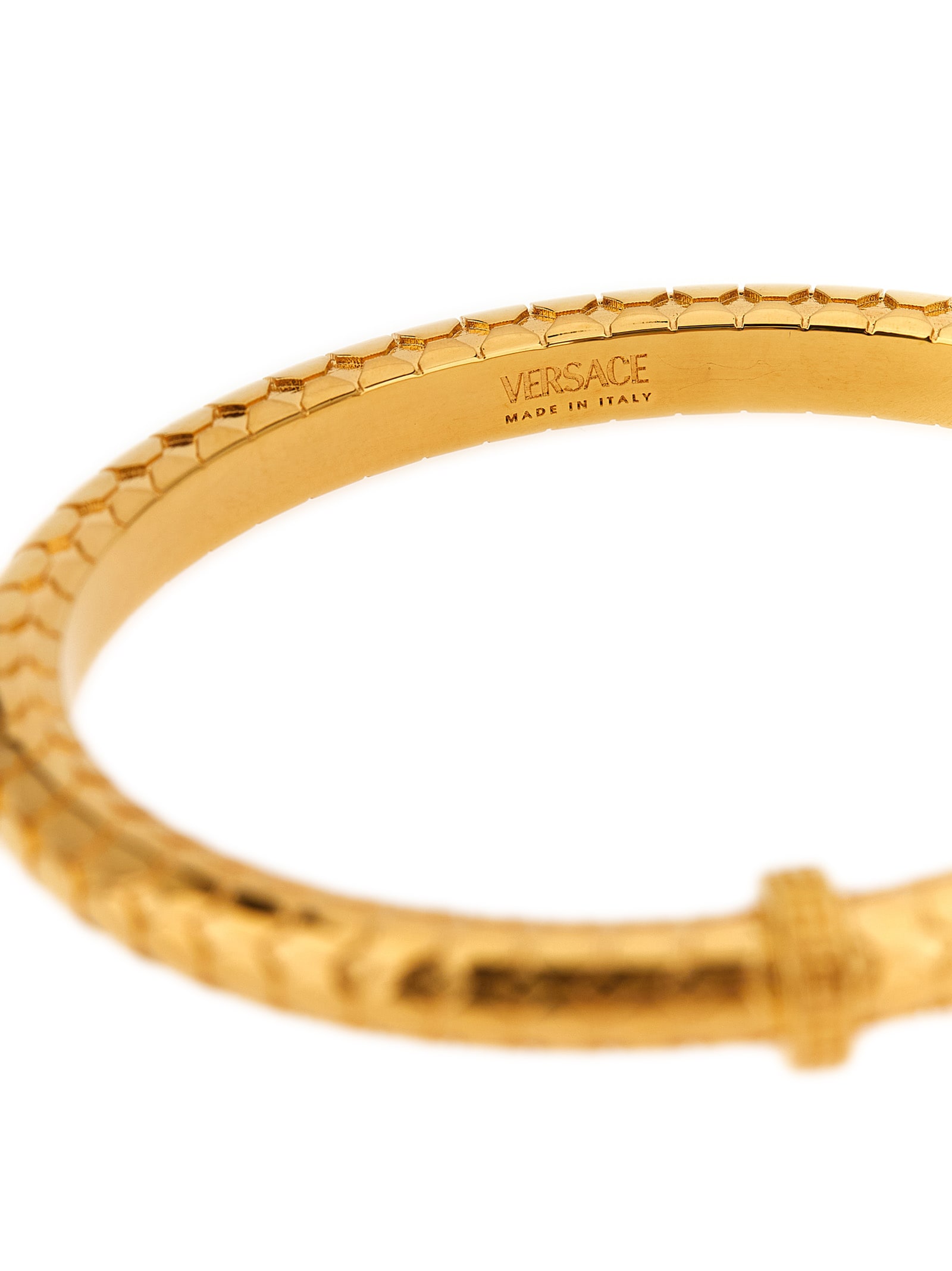 Versace Geometric Hexagonal Pattern Bangle In Yellow