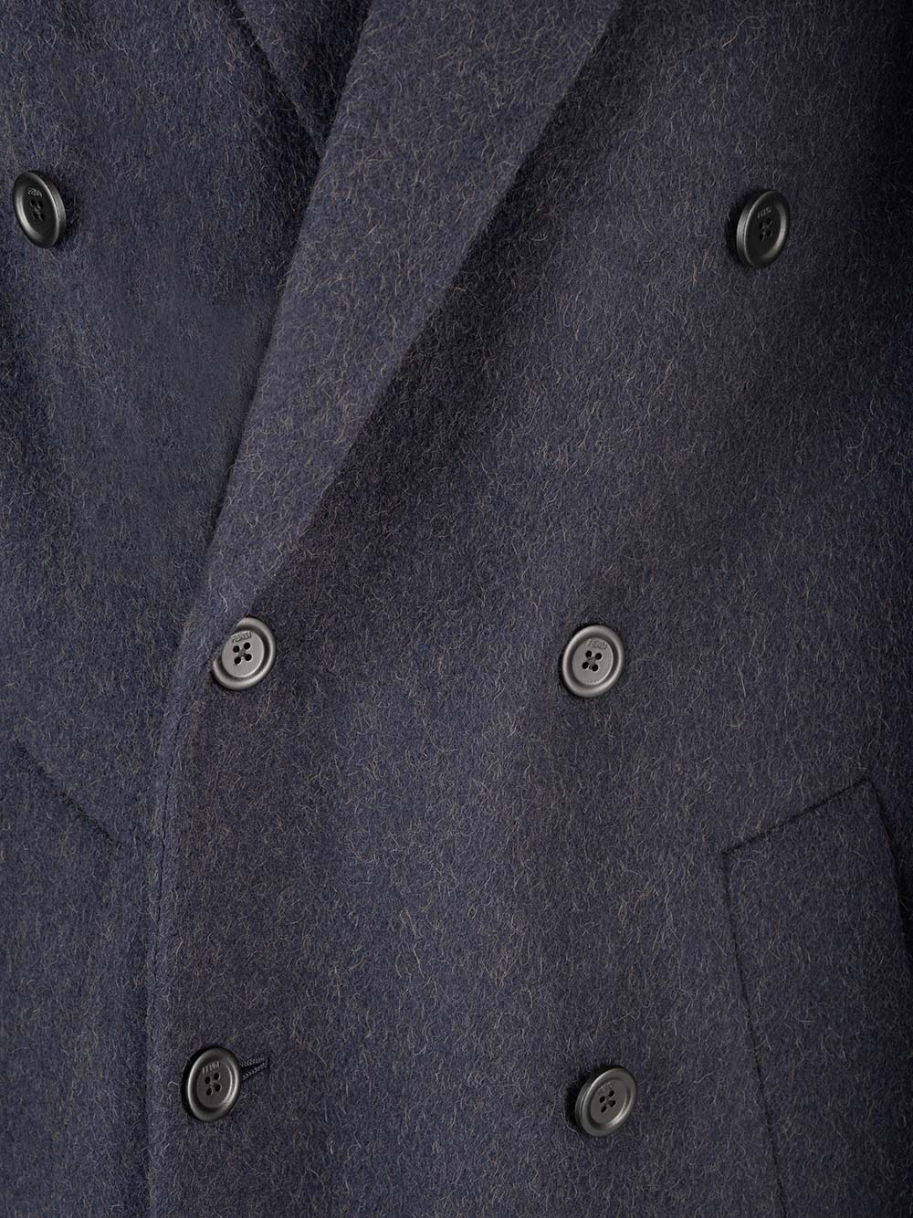 Fendi Double Breasted Long Sleeved Coat In Navy