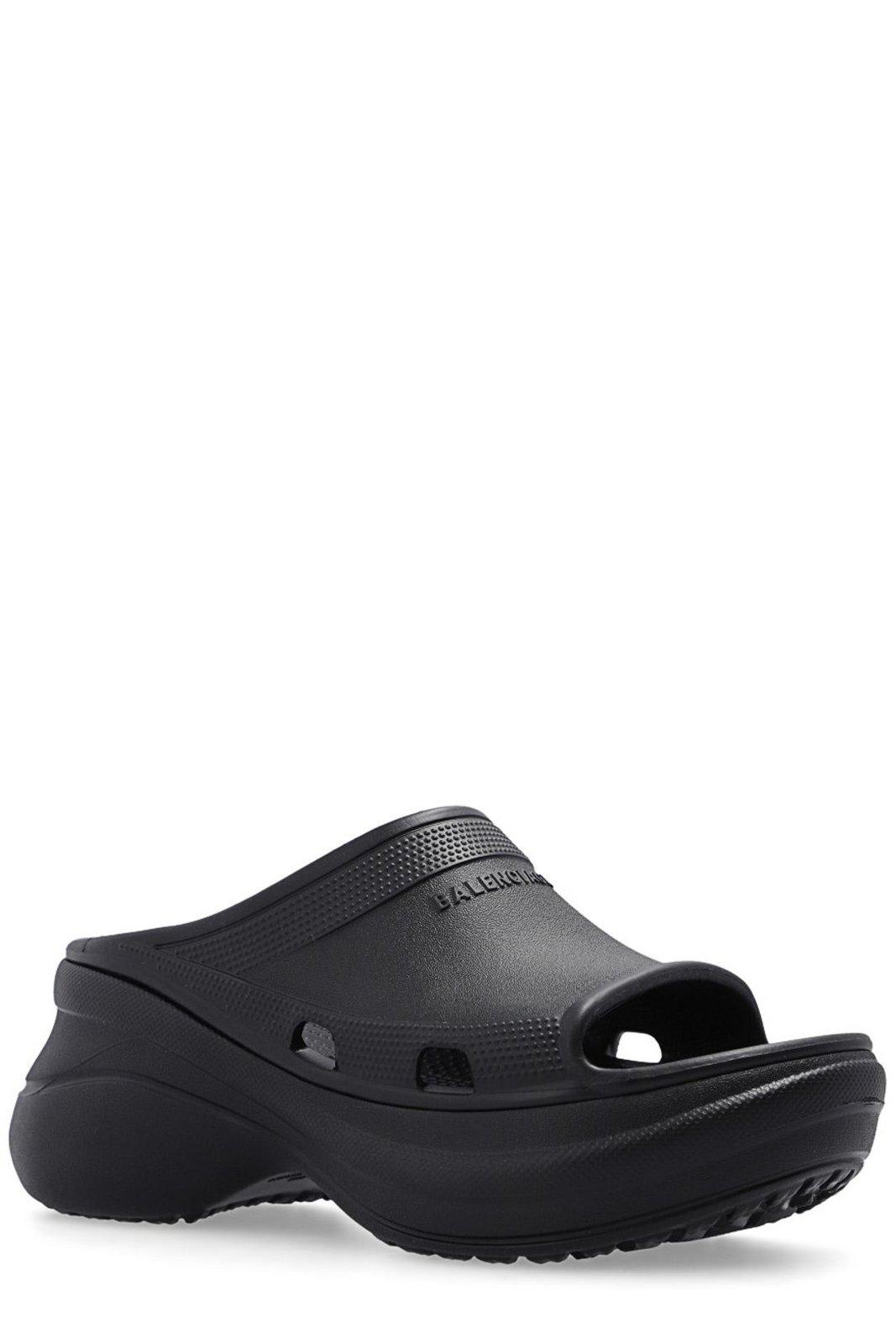 Shop Balenciaga X Crocs Platform Sandals In Black