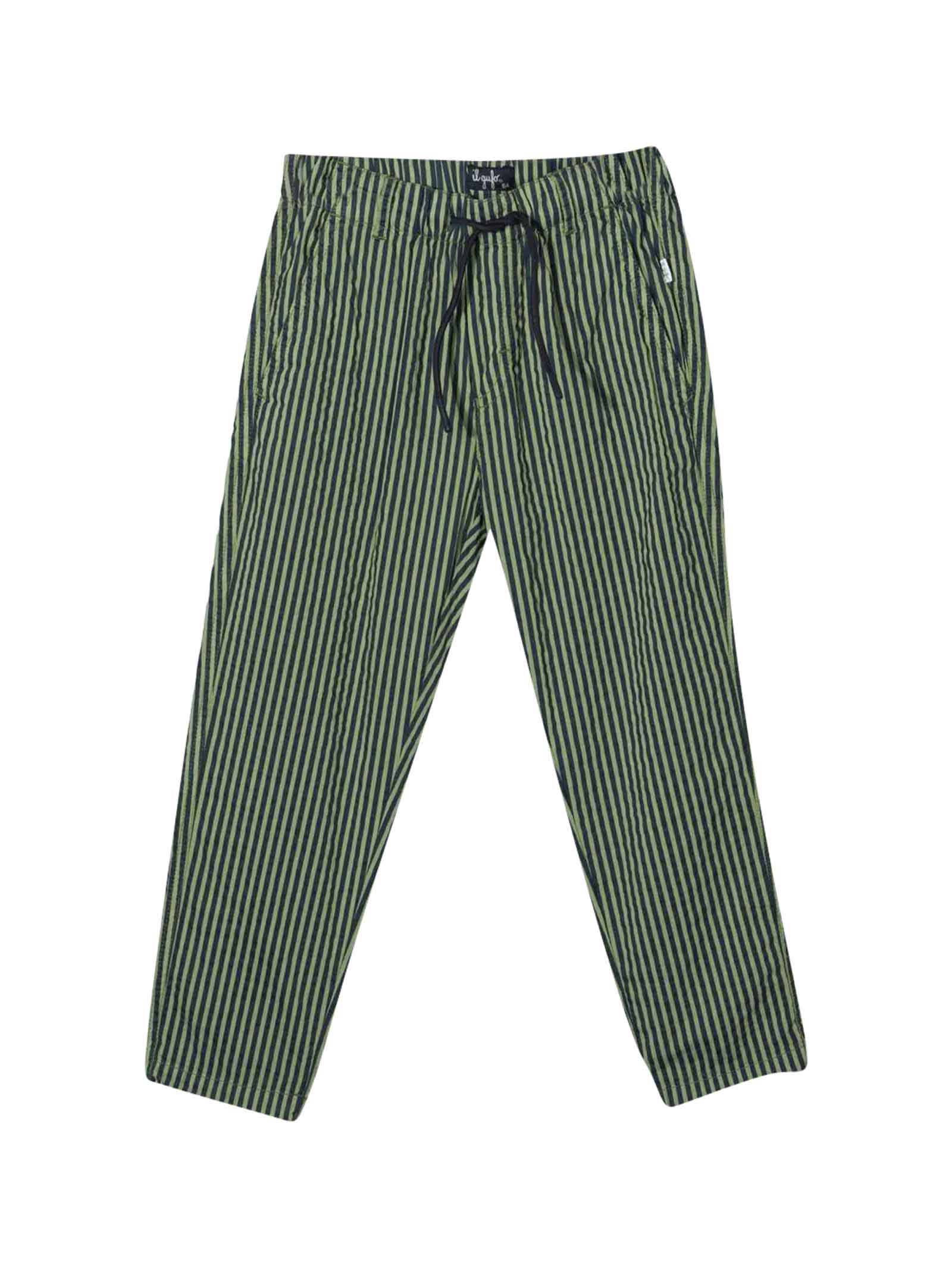 Il Gufo Green Striped Trousers