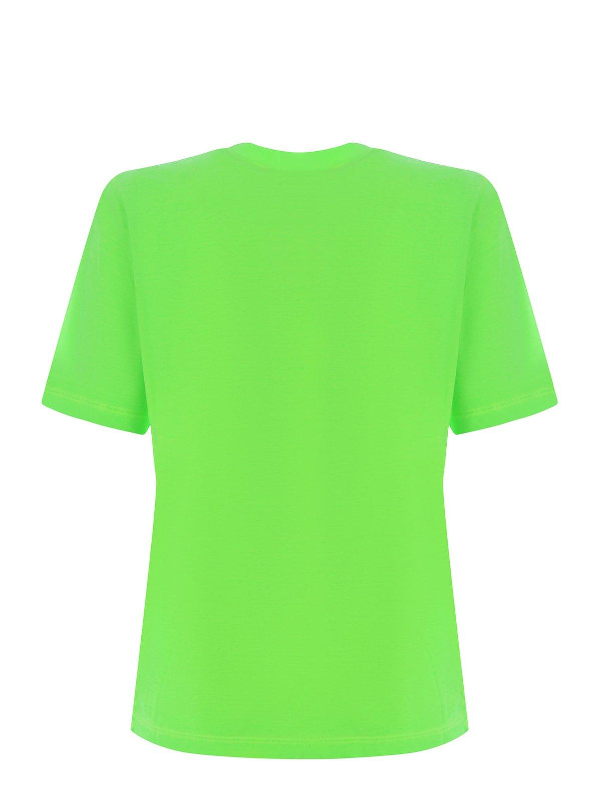 Shop Dsquared2 Logo Printed Crewneck T-shirt In Green Fluo