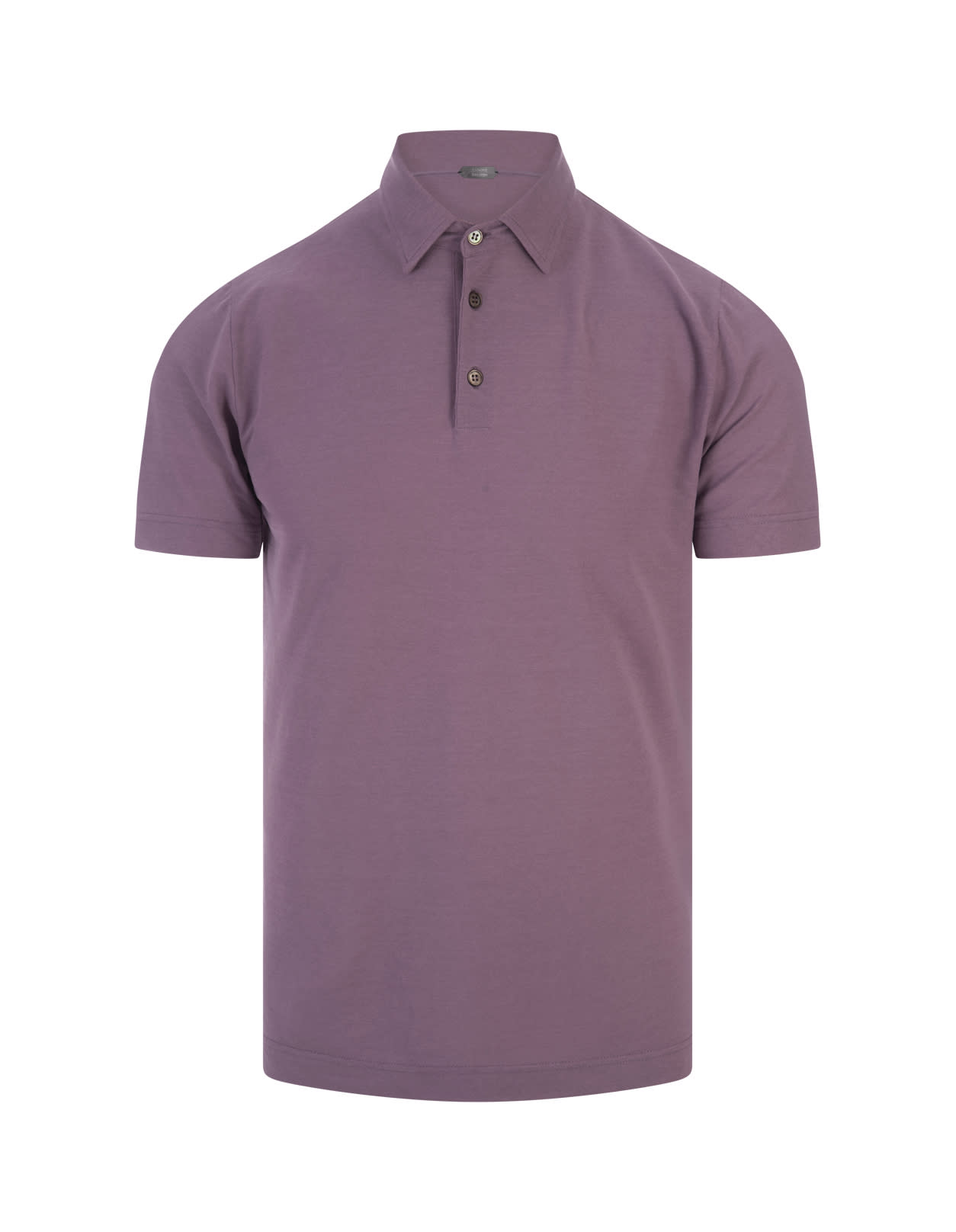 Lilac Cotton Short-sleeved Polo Shirt