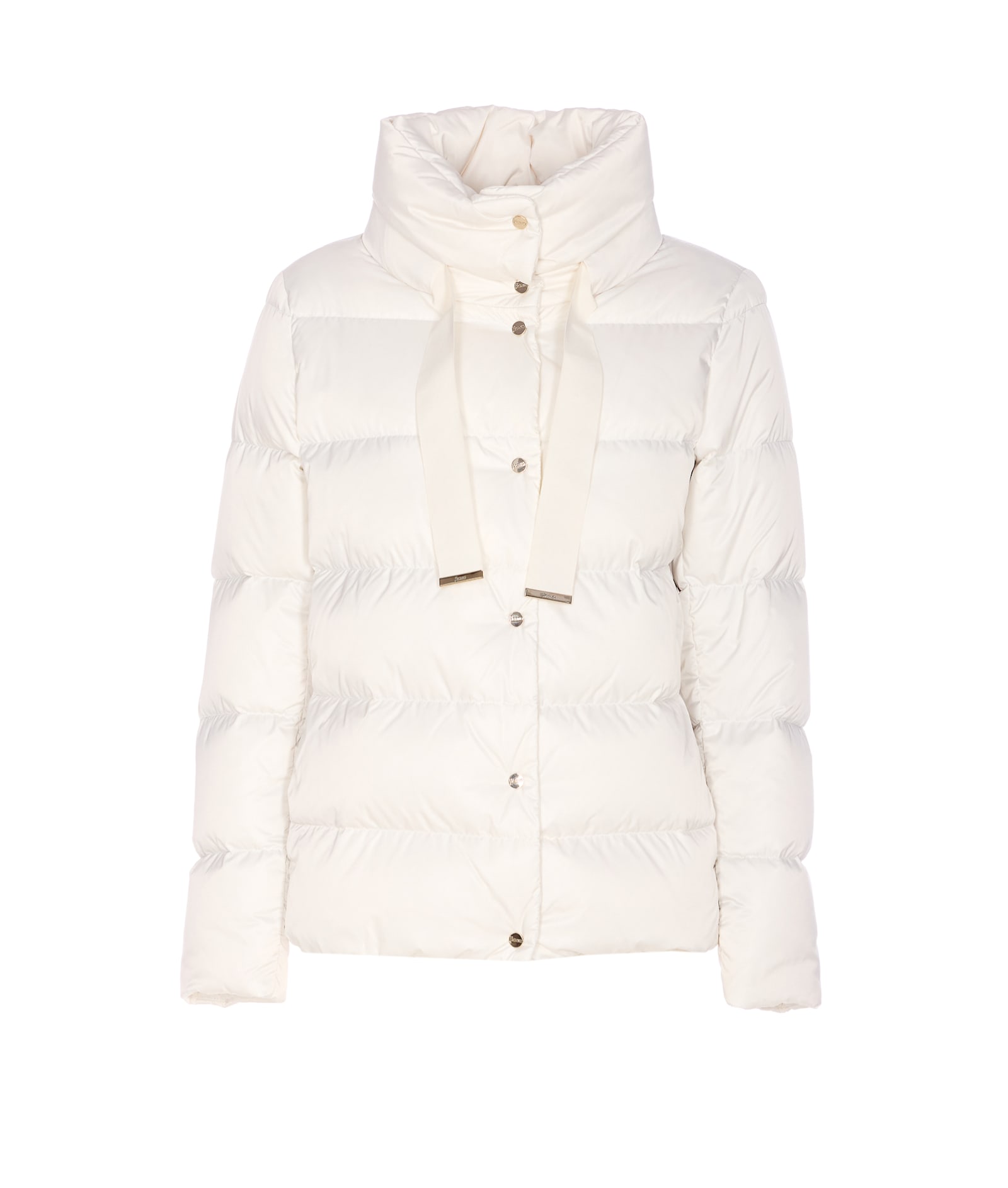Herno Quilted Cape Jacket High Collar In White