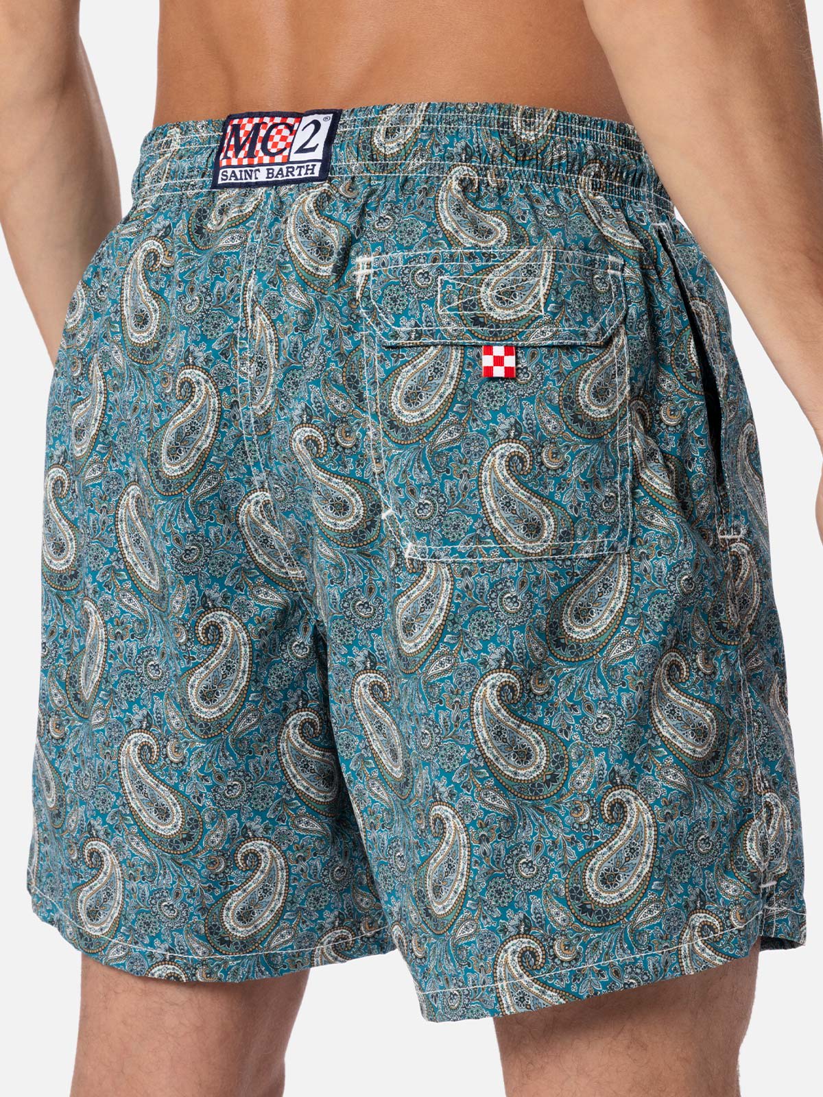 Mc2 Saint Barth Gustavia Paisley-print Swim Shorts In Green
