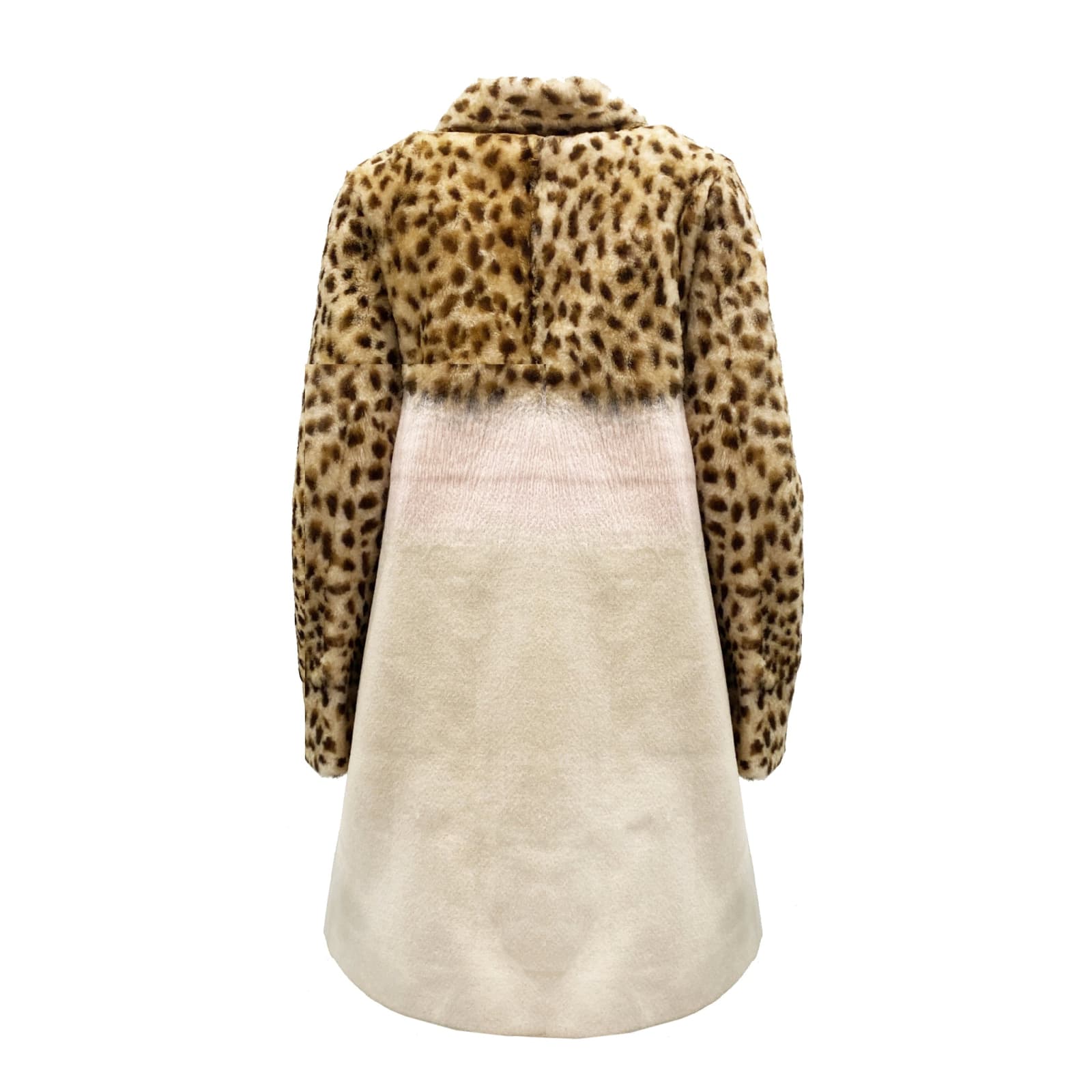 Shop Drome Leopard Sleeve Shearling Coat In Pink