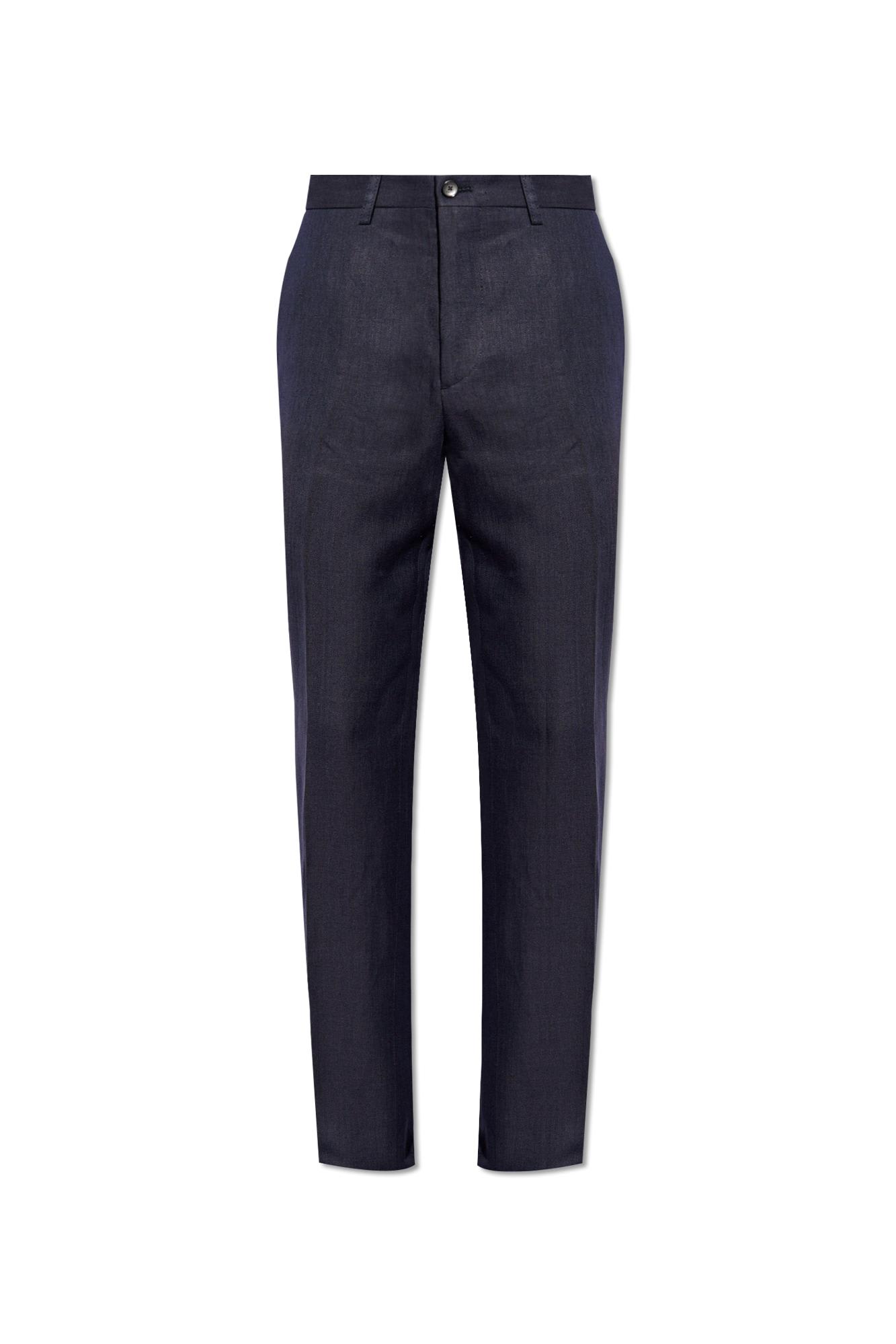 Shop Etro Linen Pleat-front Trousers