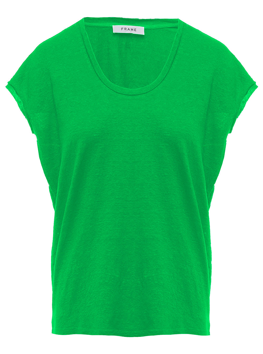 Frame Womans Basic Green Linen T-shirt