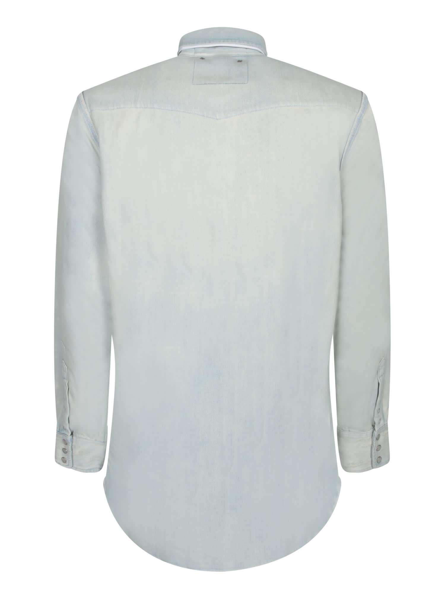 Golden Goose Golden Collection Bleached Denim Shirt In Blue