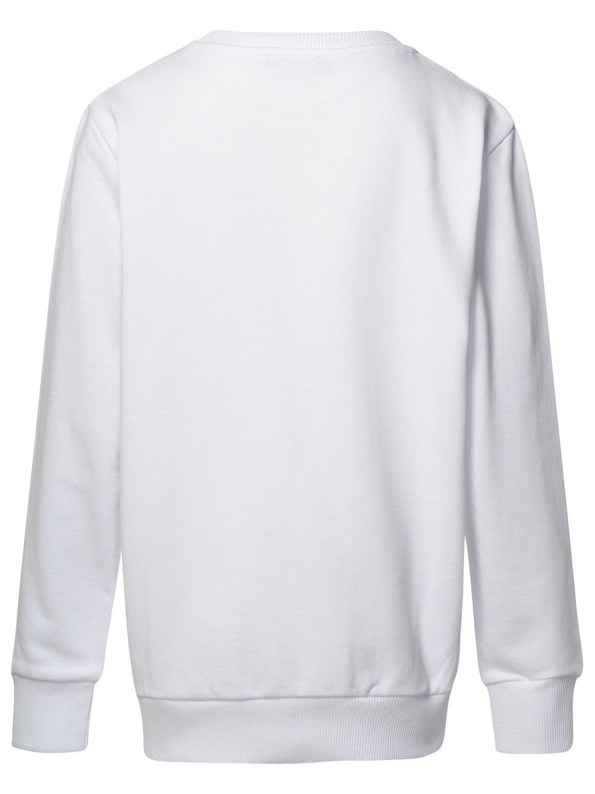 Shop Balmain Logo Embellished Crewneck Sweatshirt In White/silver