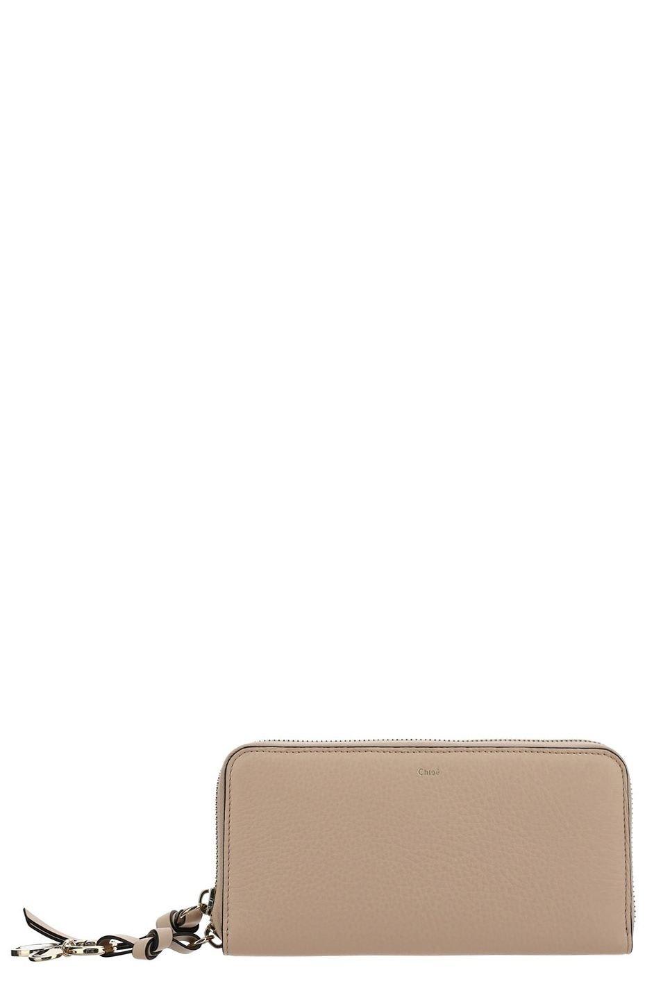 Shop Chloé Logo Detailed Zipped Wallet In 6j5